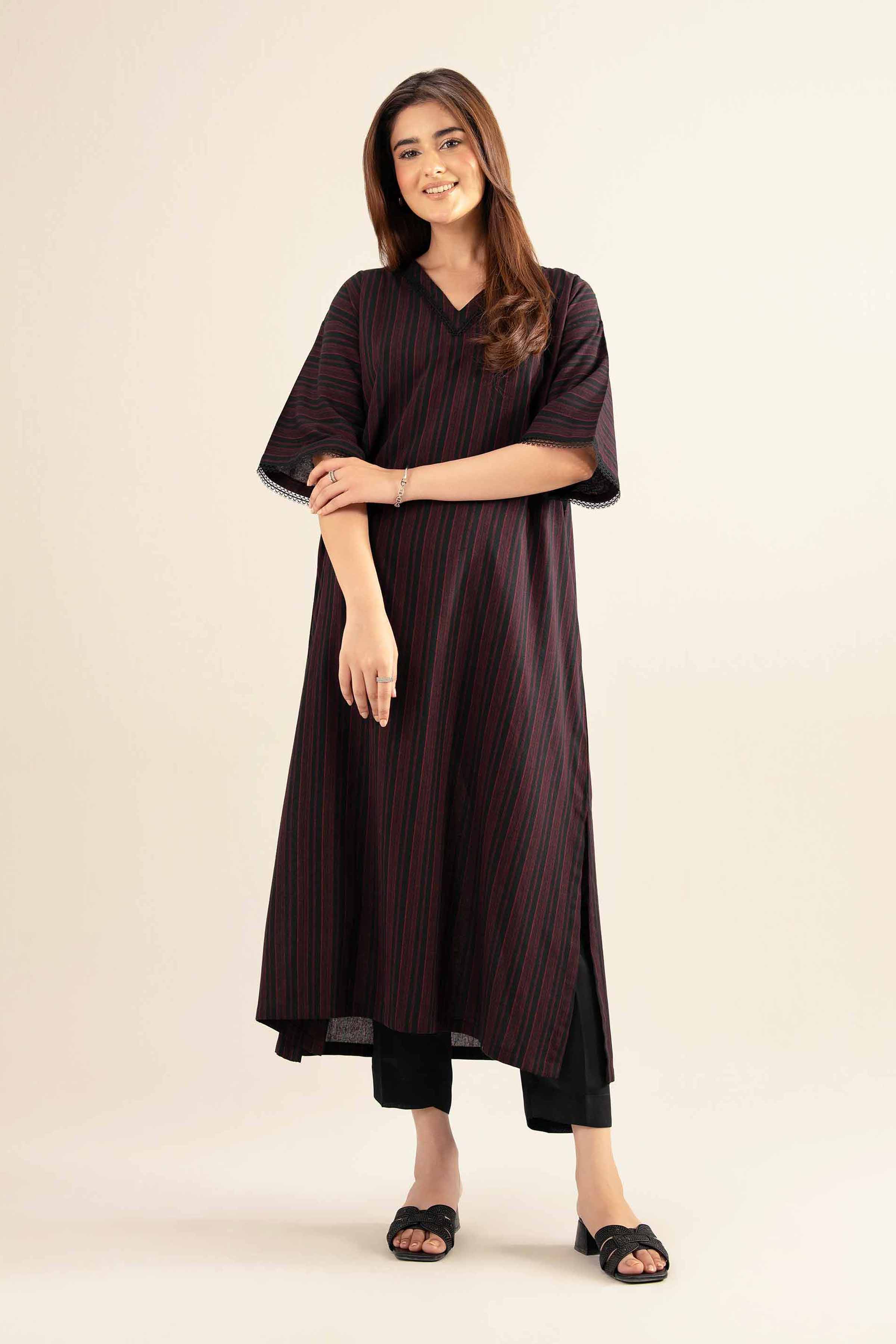 NishatUK - Black Solids Cotton 1-piece ready to wear Long Dress
