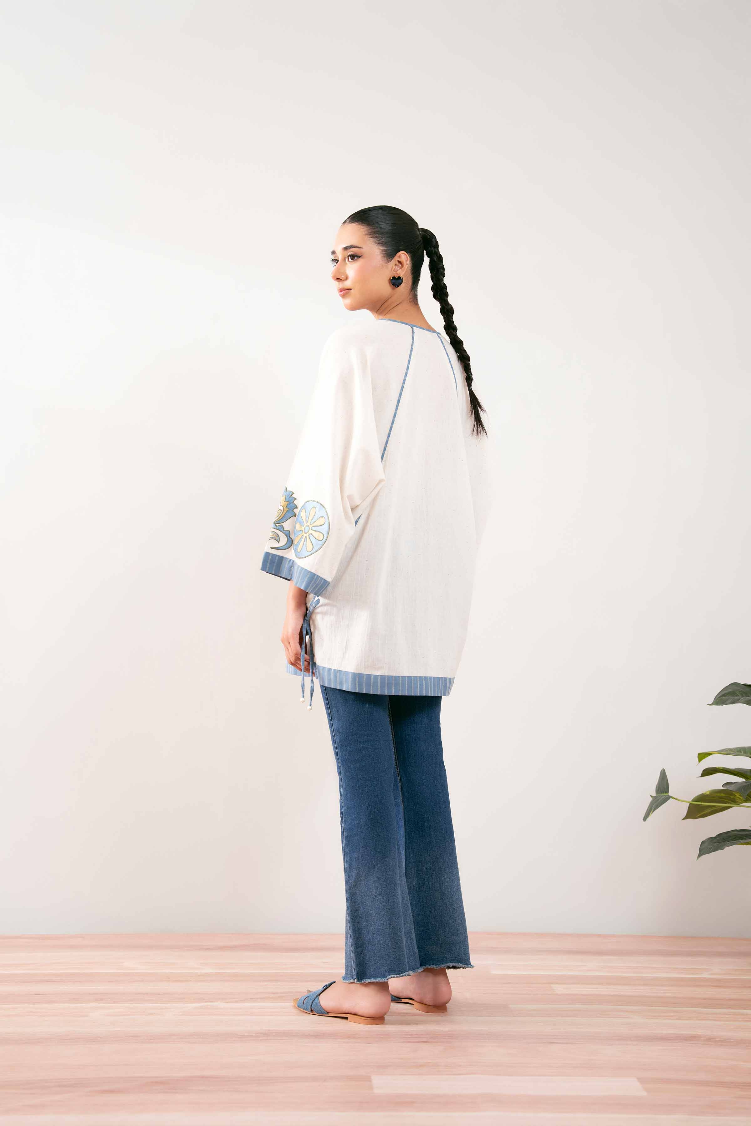 NishatUK - White Embroidered Cotton 1-piece ready to wear Tunic