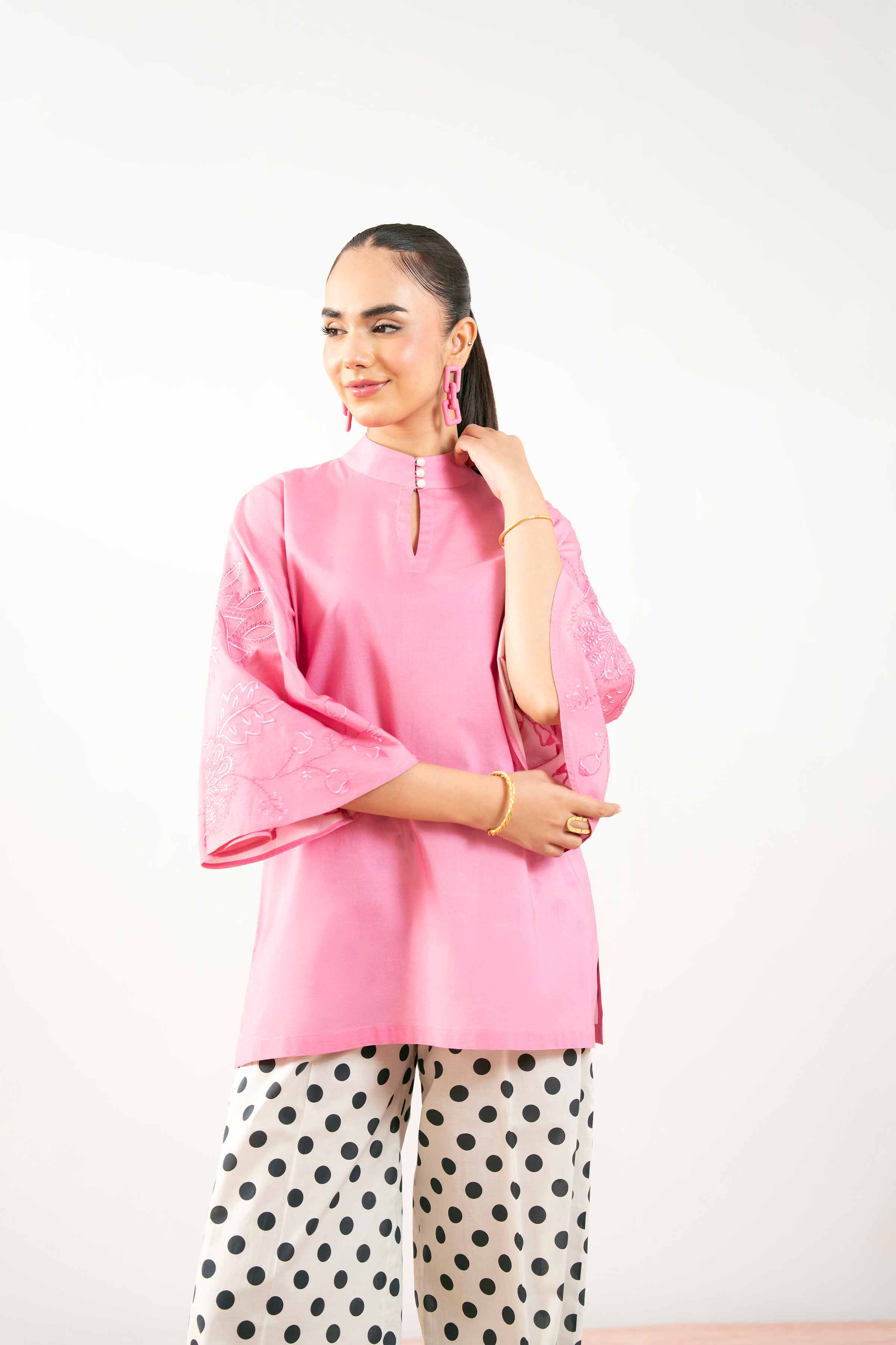 NishatUK - Pink Embroidered Cambric 2-piece ready to wear Dress