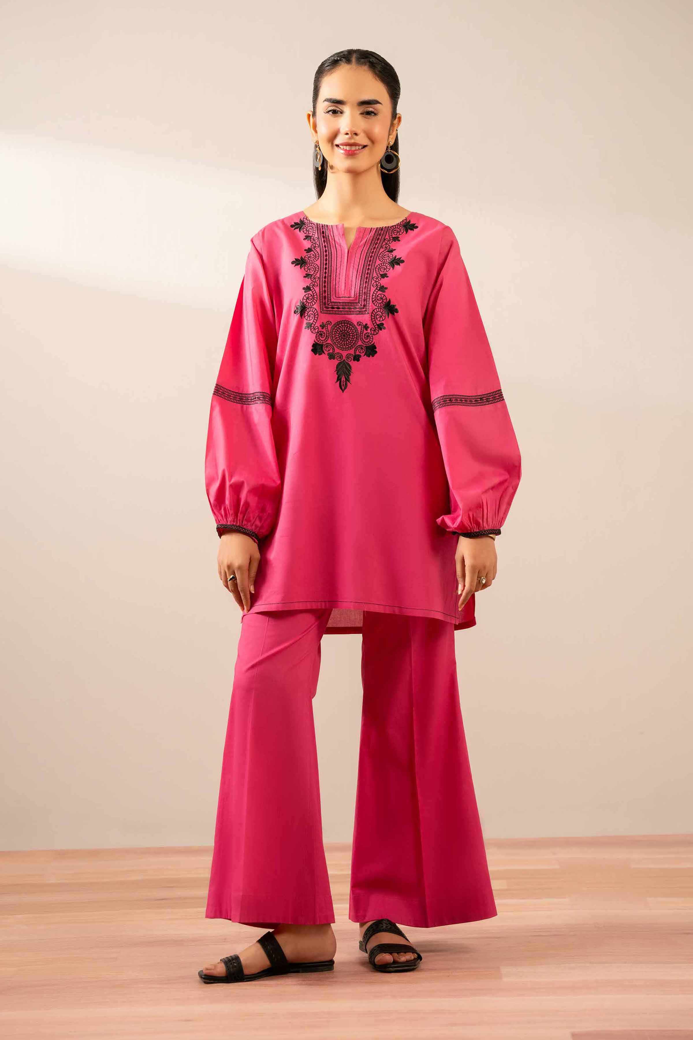 NishatUK - Pink Embroidered Cambric 2-piece ready to wear Dress