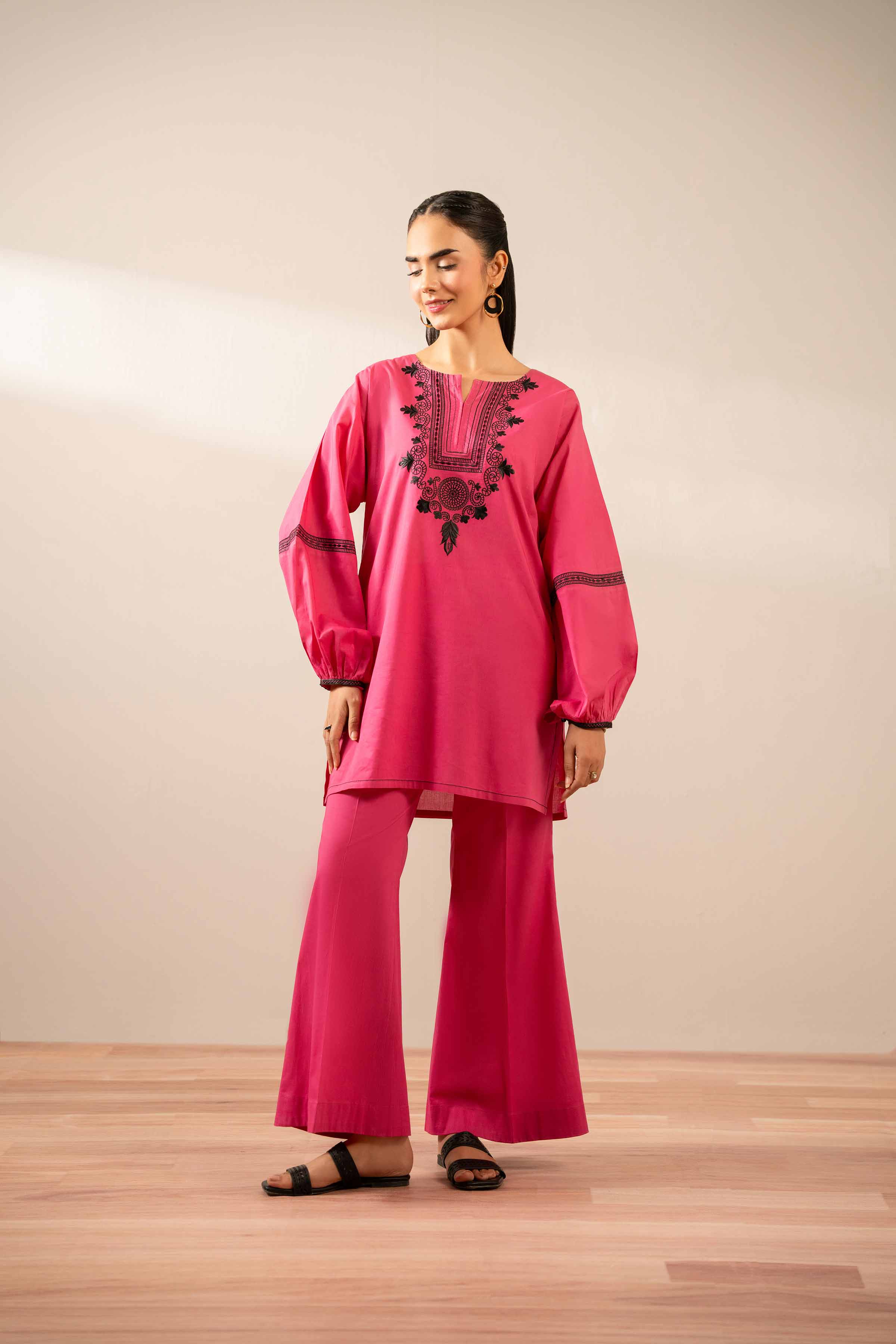 NishatUK - Pink Embroidered Cambric 2-piece ready to wear Dress