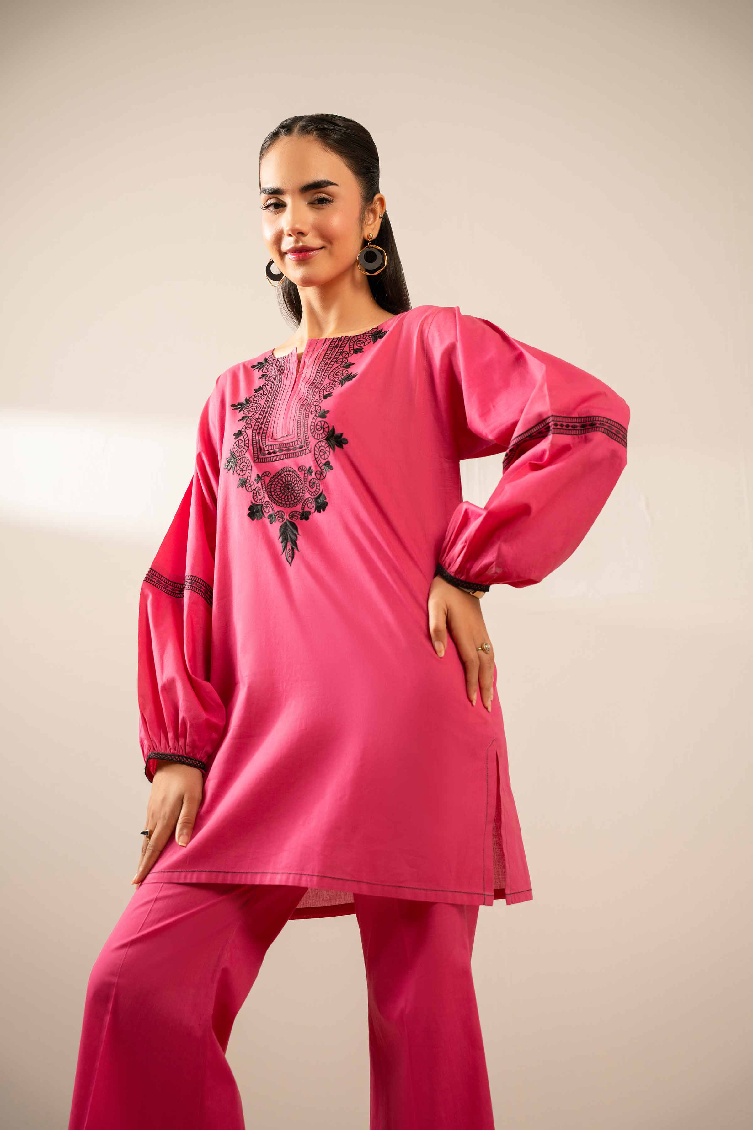 NishatUK - Pink Embroidered Cambric 2-piece ready to wear Dress