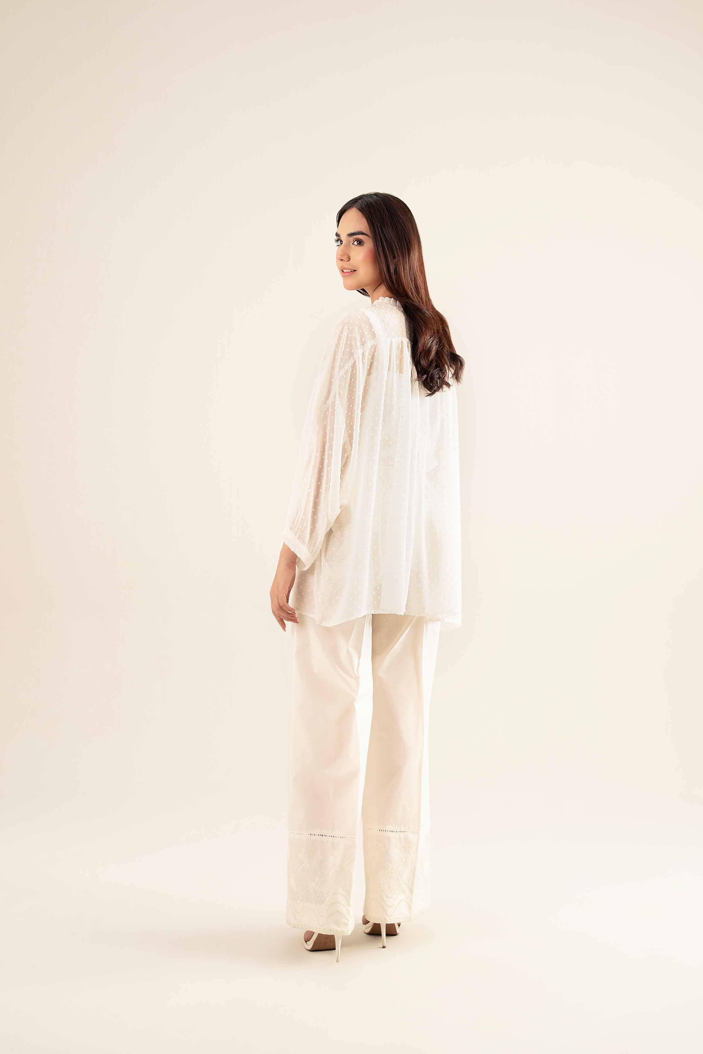 NishatUK - White Solids Brouche 1-piece ready to wear Tunic