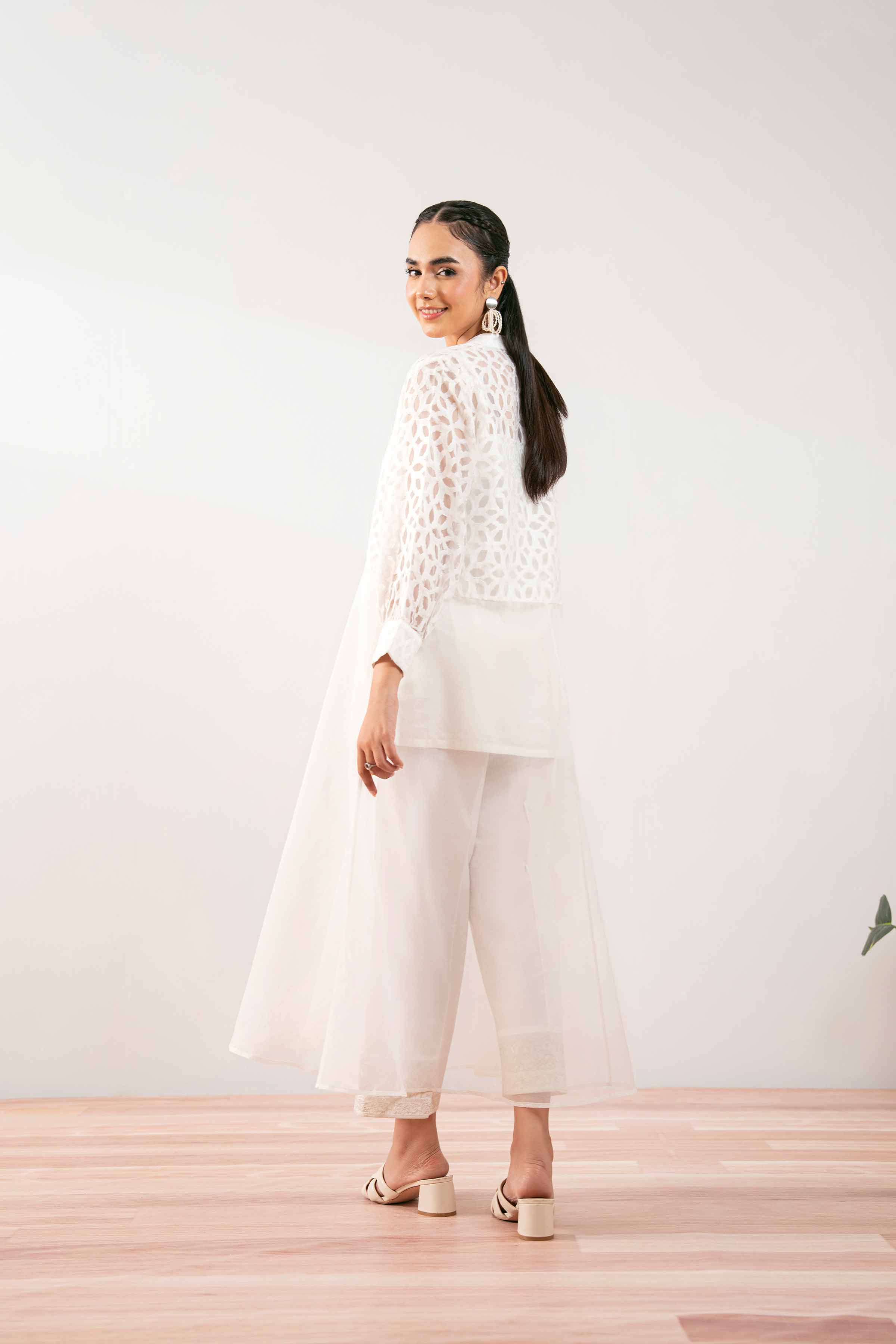 NishatUK - White Solids Jacquard 1-piece ready to wear Long Dress