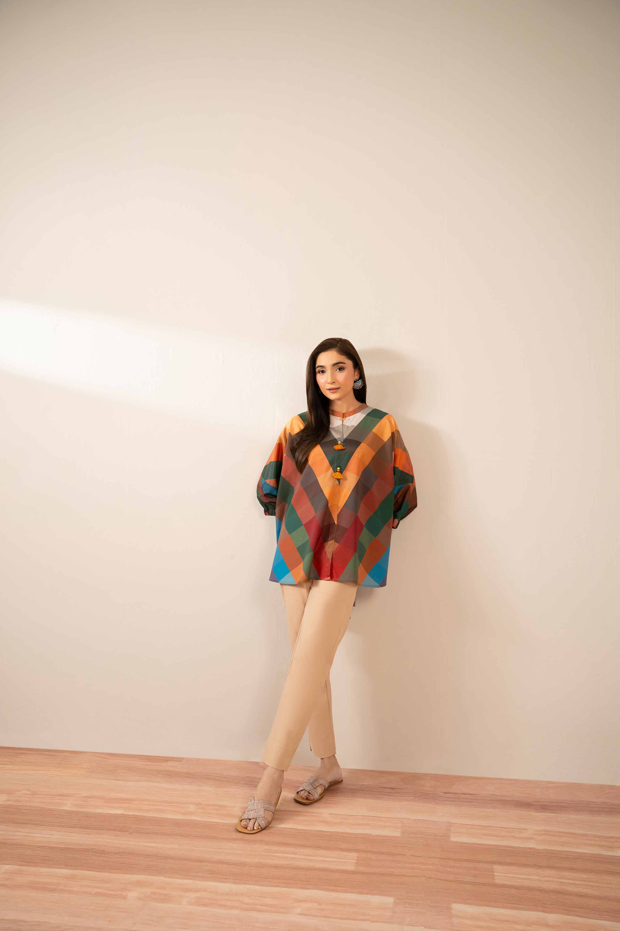 NishatUK - Multi Printed  Silk 1-piece ready to wear Tunic
