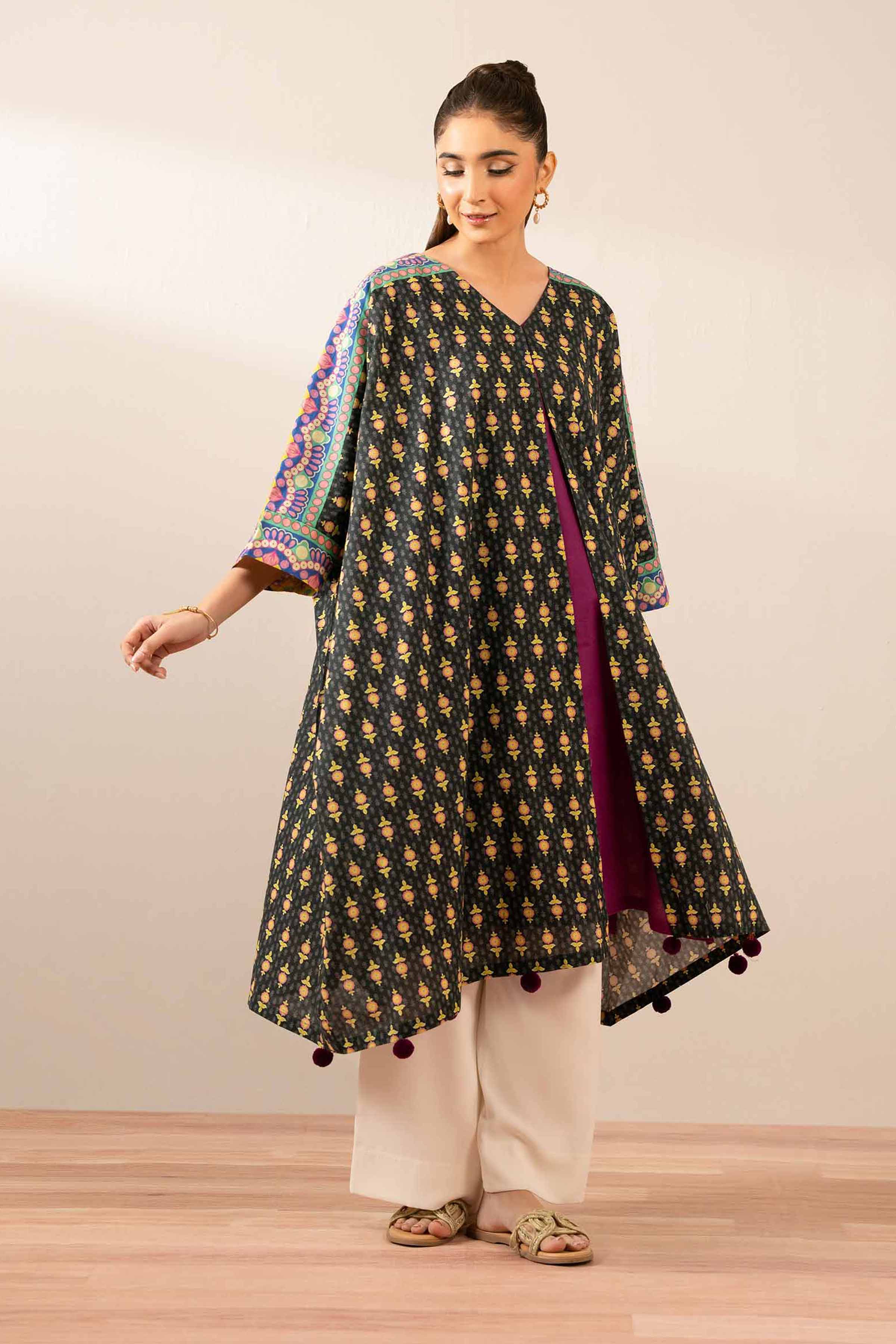 NishatUK - Black Printed  Cambric 2-piece ready to wear Dress