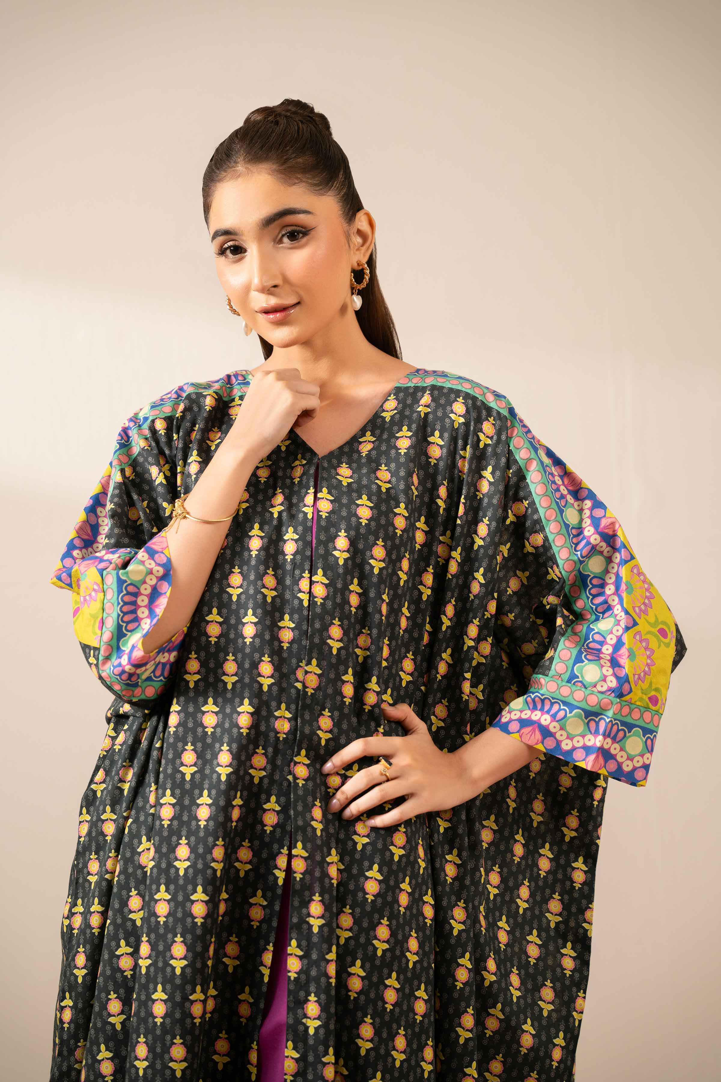 NishatUK - Black Printed  Cambric 2-piece ready to wear Dress