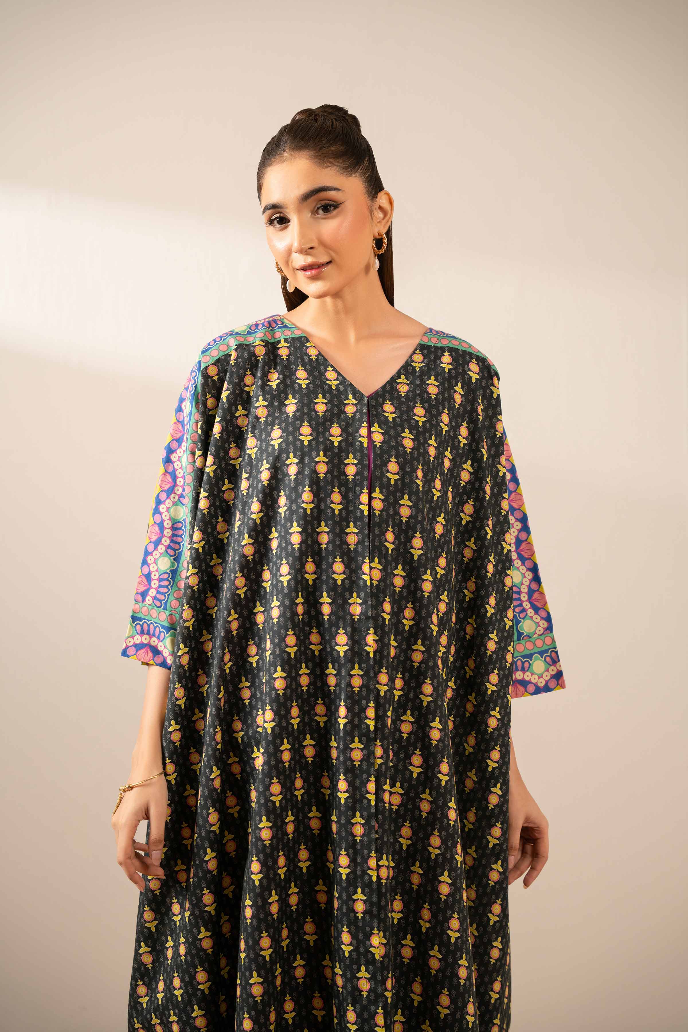 NishatUK - Black Printed  Cambric 2-piece ready to wear Dress
