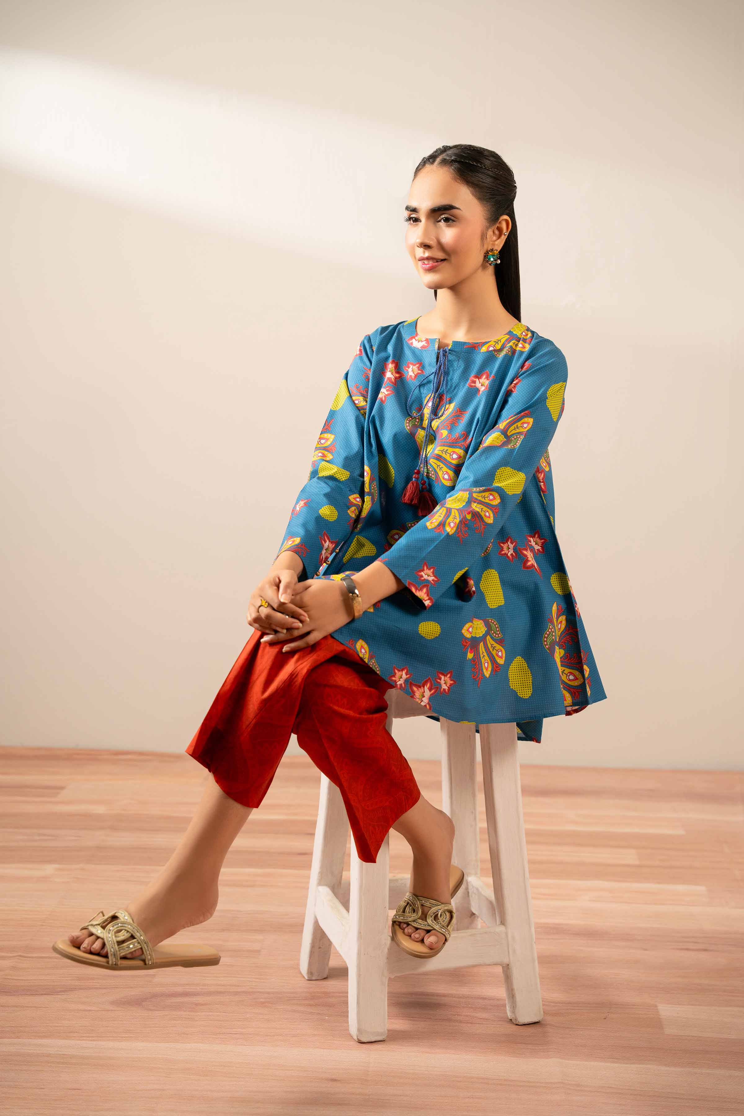 NishatUK - Blue Printed  Cambric 2-piece ready to wear Dress