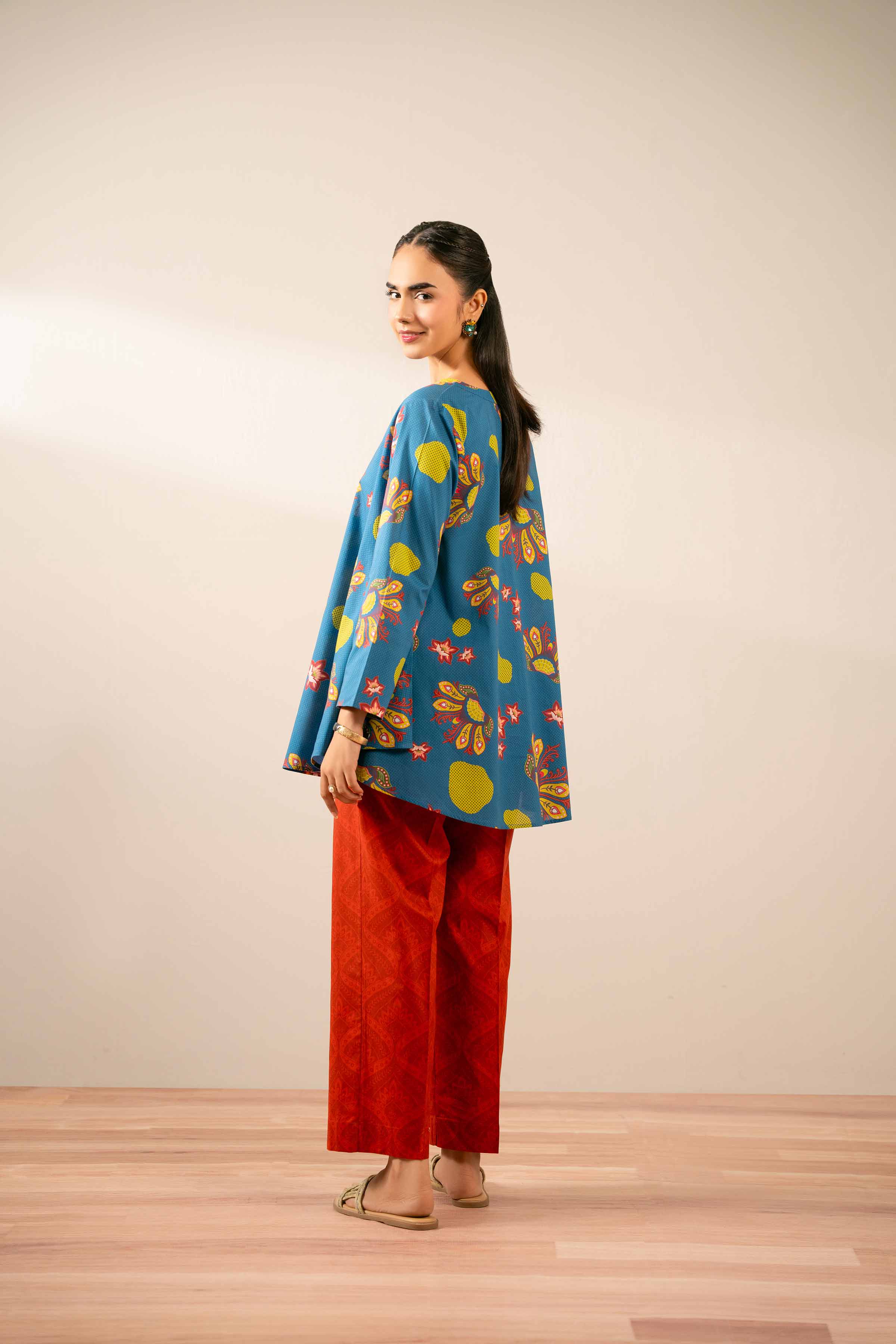 NishatUK - Blue Printed  Cambric 2-piece ready to wear Dress