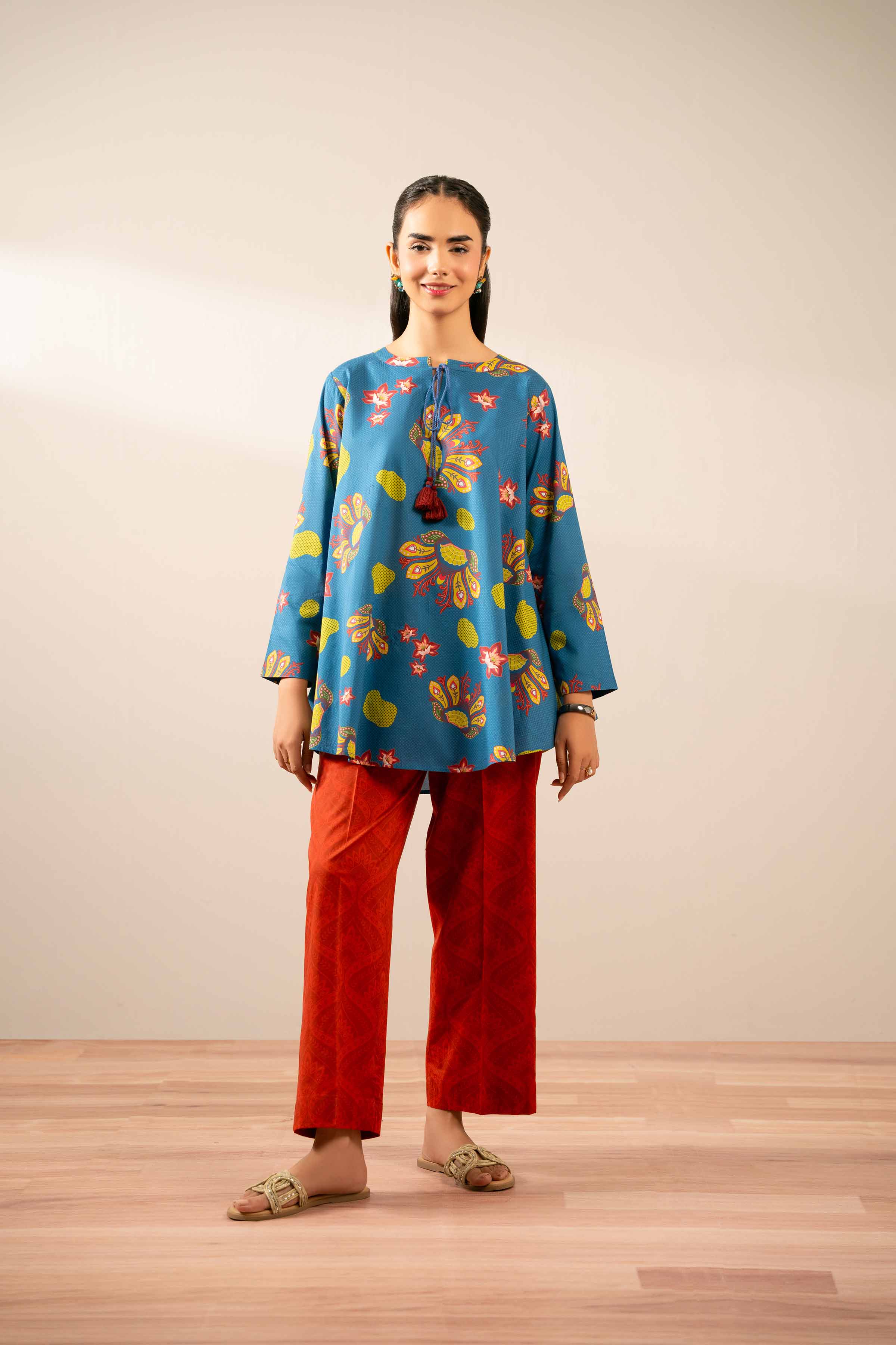 NishatUK - Blue Printed  Cambric 2-piece ready to wear Dress