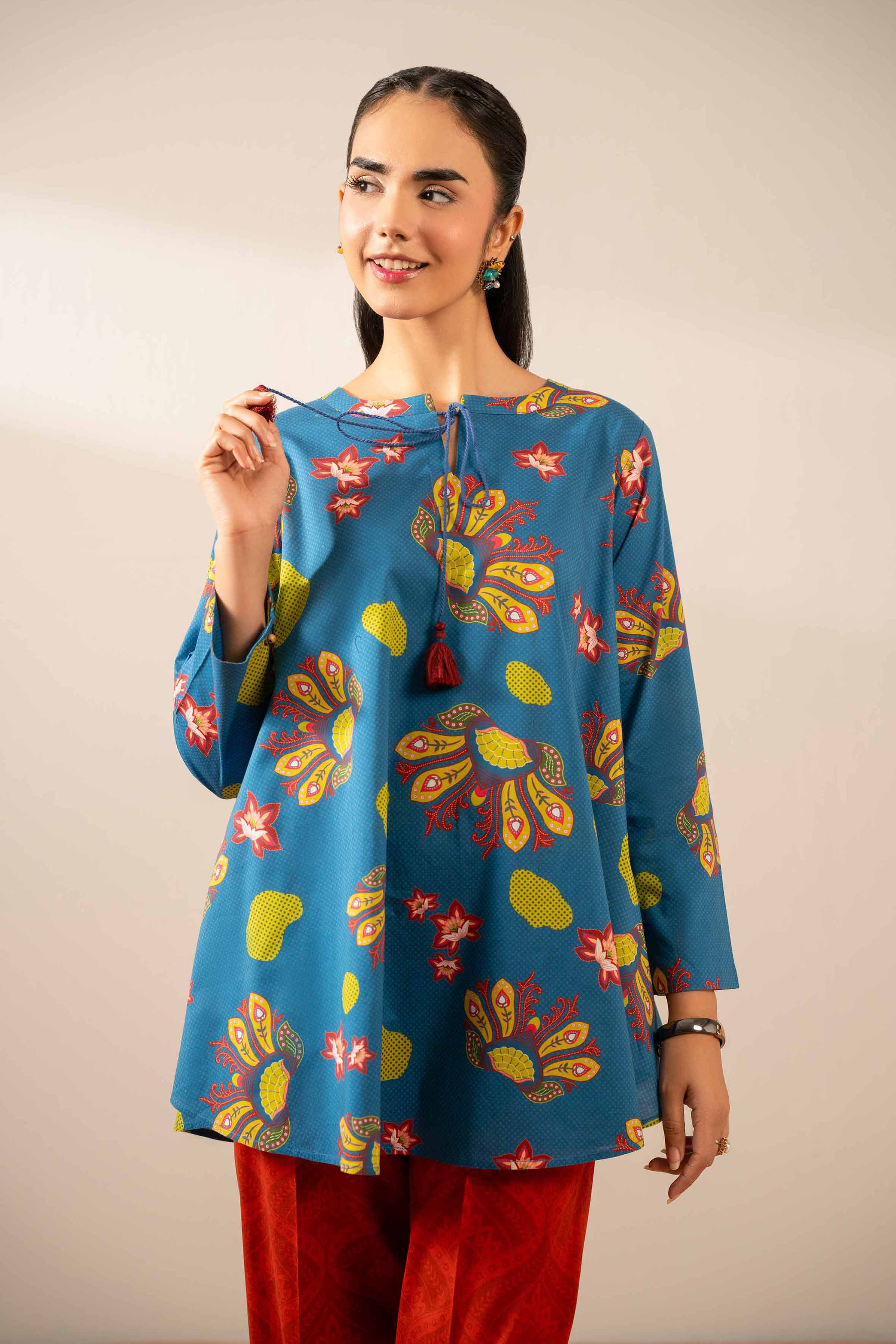 NishatUK - Blue Printed  Cambric 2-piece ready to wear Dress