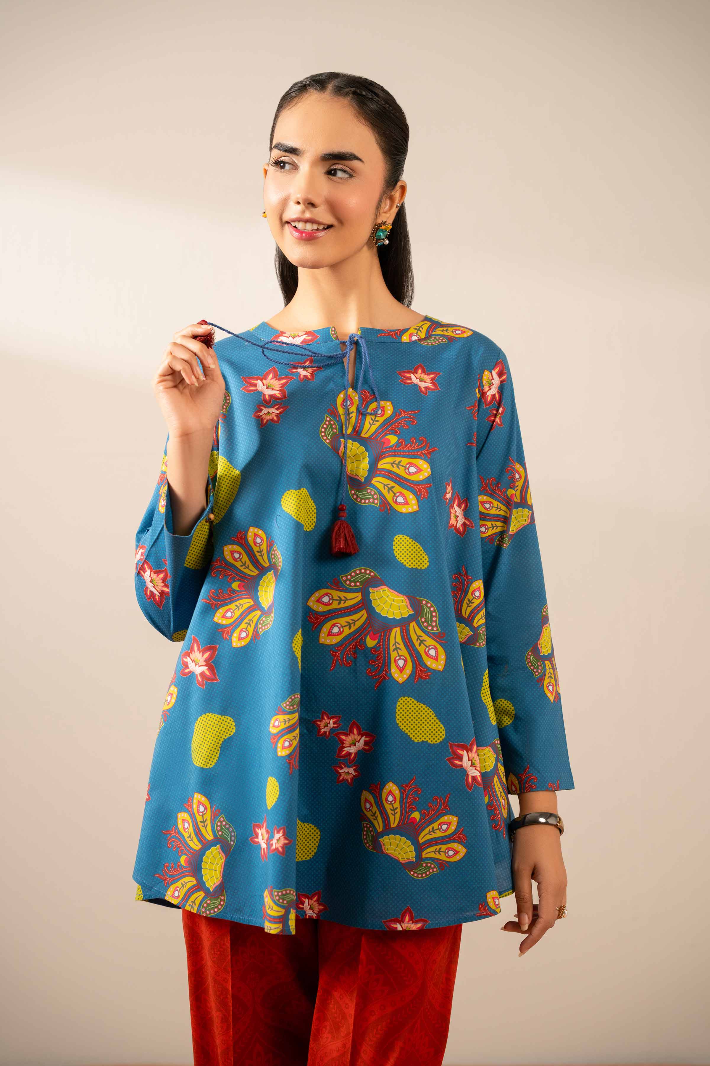 NishatUK - Blue Printed  Cambric 2-piece ready to wear Dress