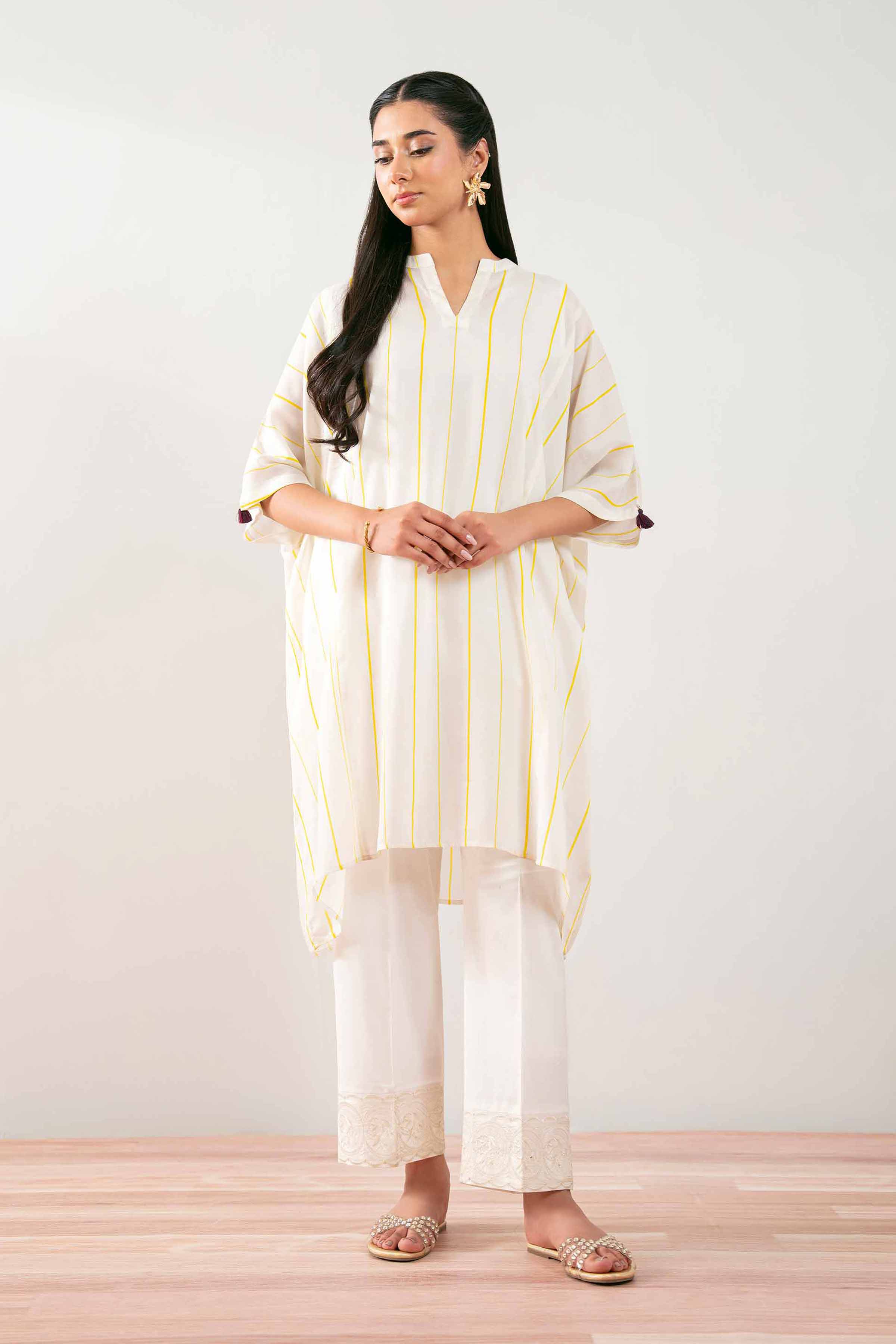 NishatUK - Off White Embroidered Lawn 1-piece ready to wear Tunic