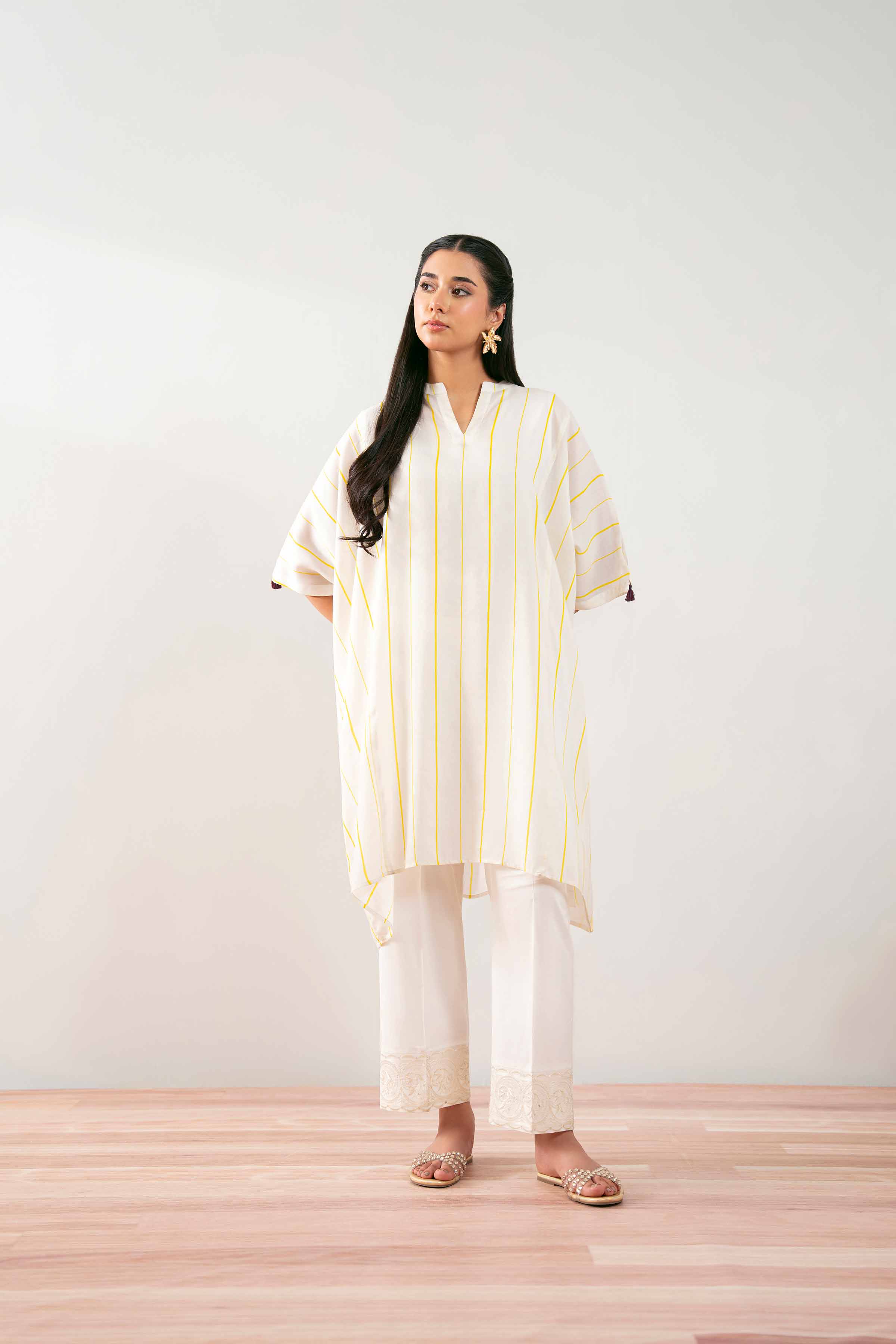 NishatUK - Off White Embroidered Lawn 1-piece ready to wear Tunic
