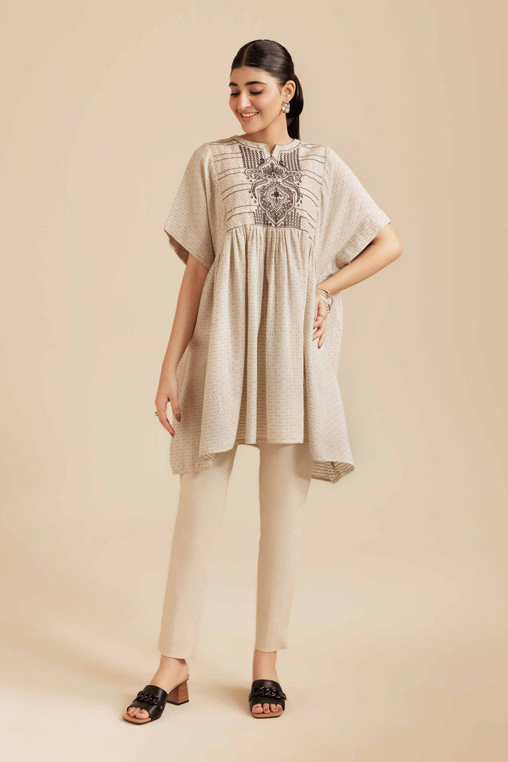 NishatUK - Skin  Cotton Jacquard 1-piece ready to wear Tunic