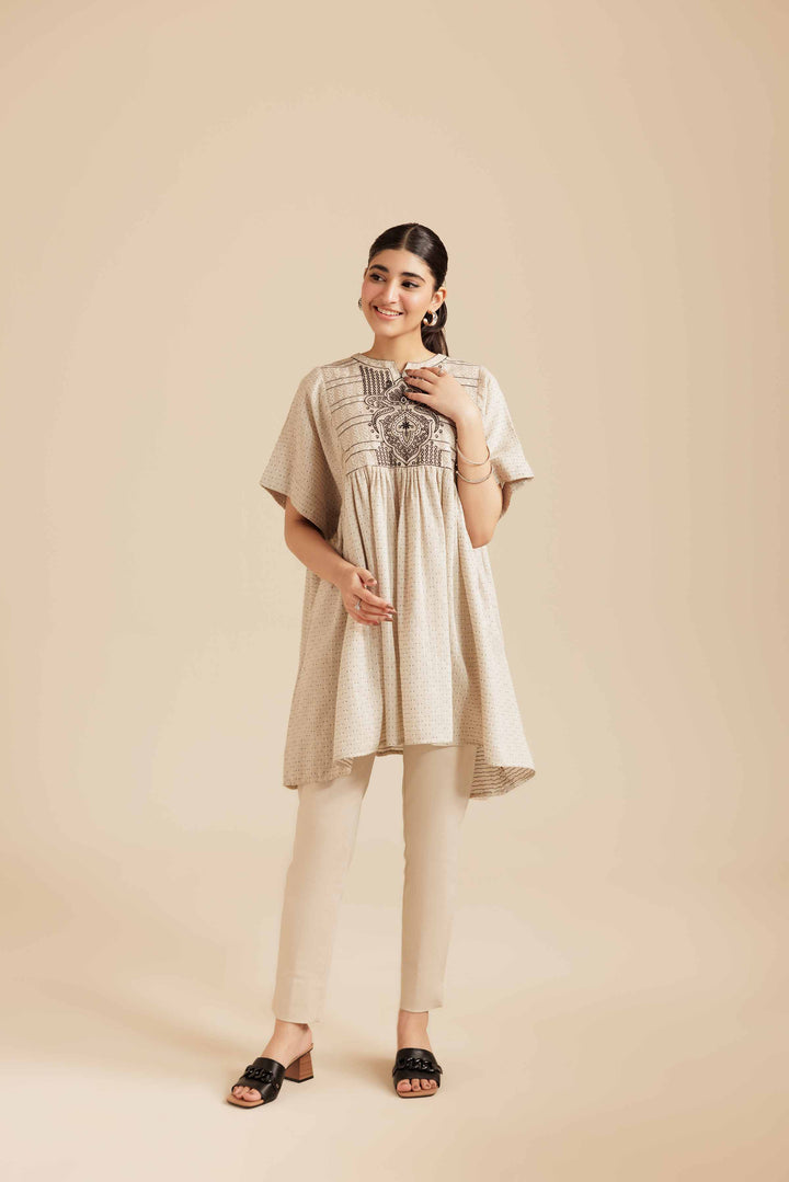 NishatUK - Skin  Cotton Jacquard 1-piece ready to wear Tunic