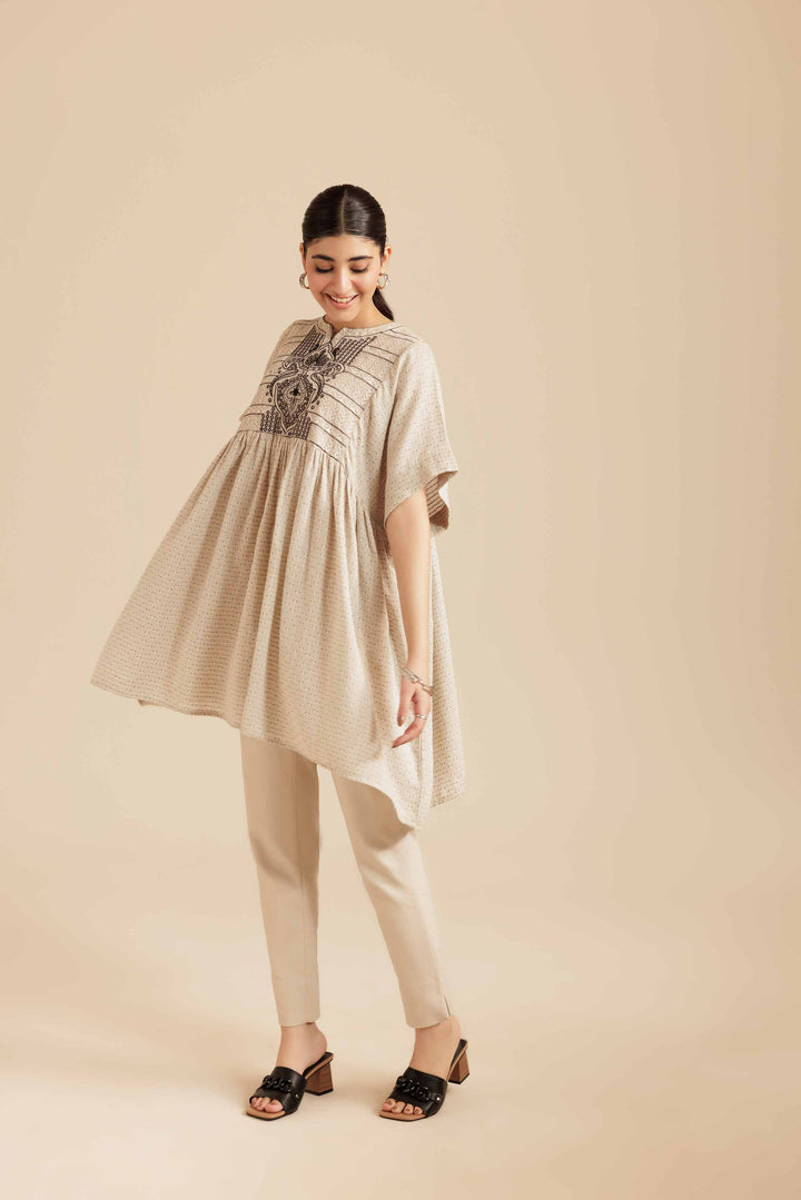 NishatUK - Skin  Cotton Jacquard 1-piece ready to wear Tunic