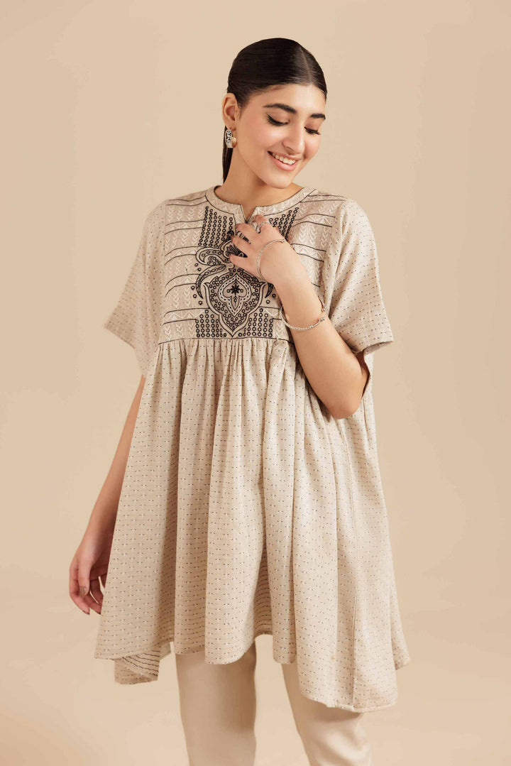 NishatUK - Skin  Cotton Jacquard 1-piece ready to wear Tunic