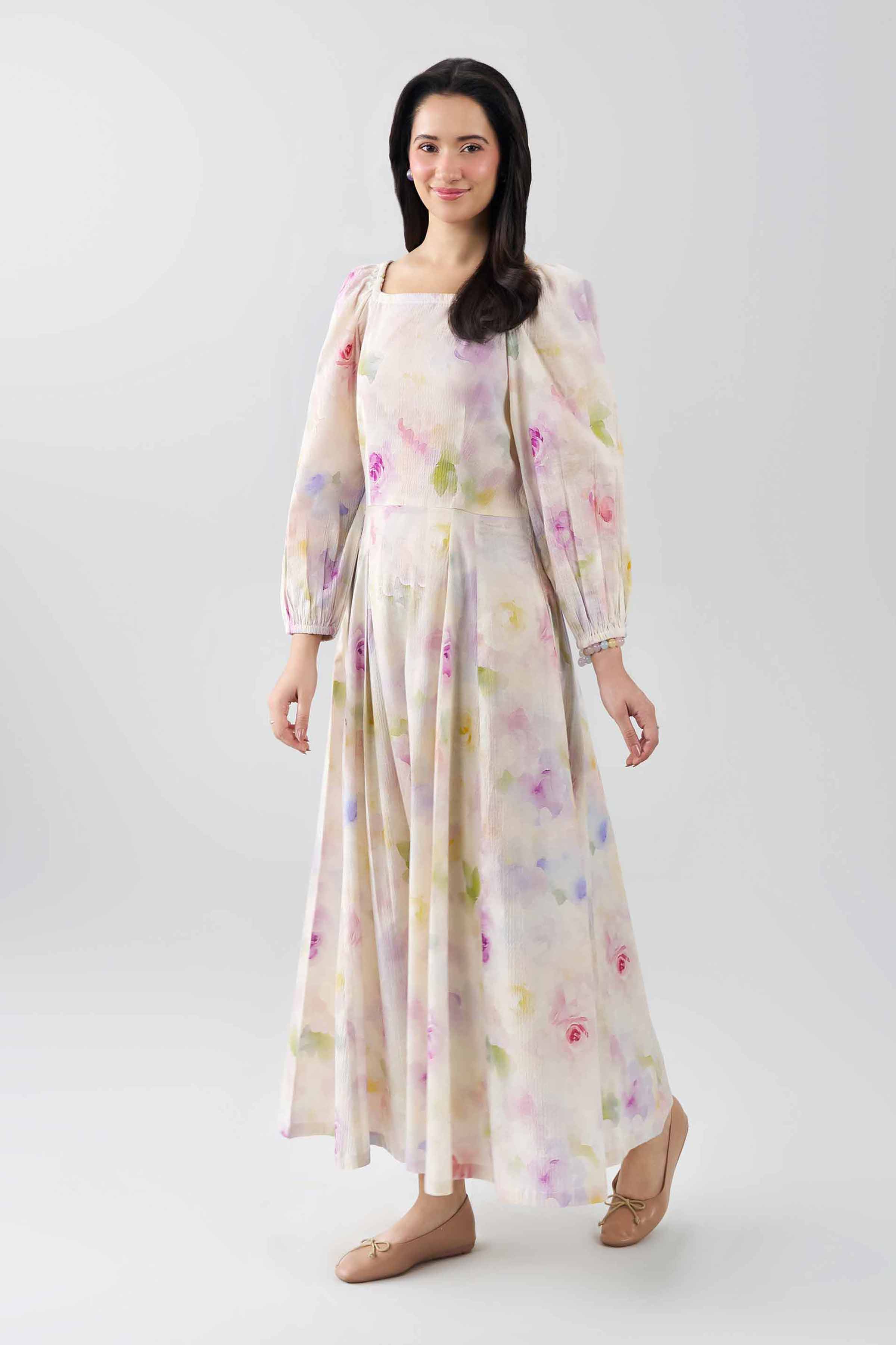 Nishat UK - Multi Printed Seer Sucker 1-piece ready to wear dress