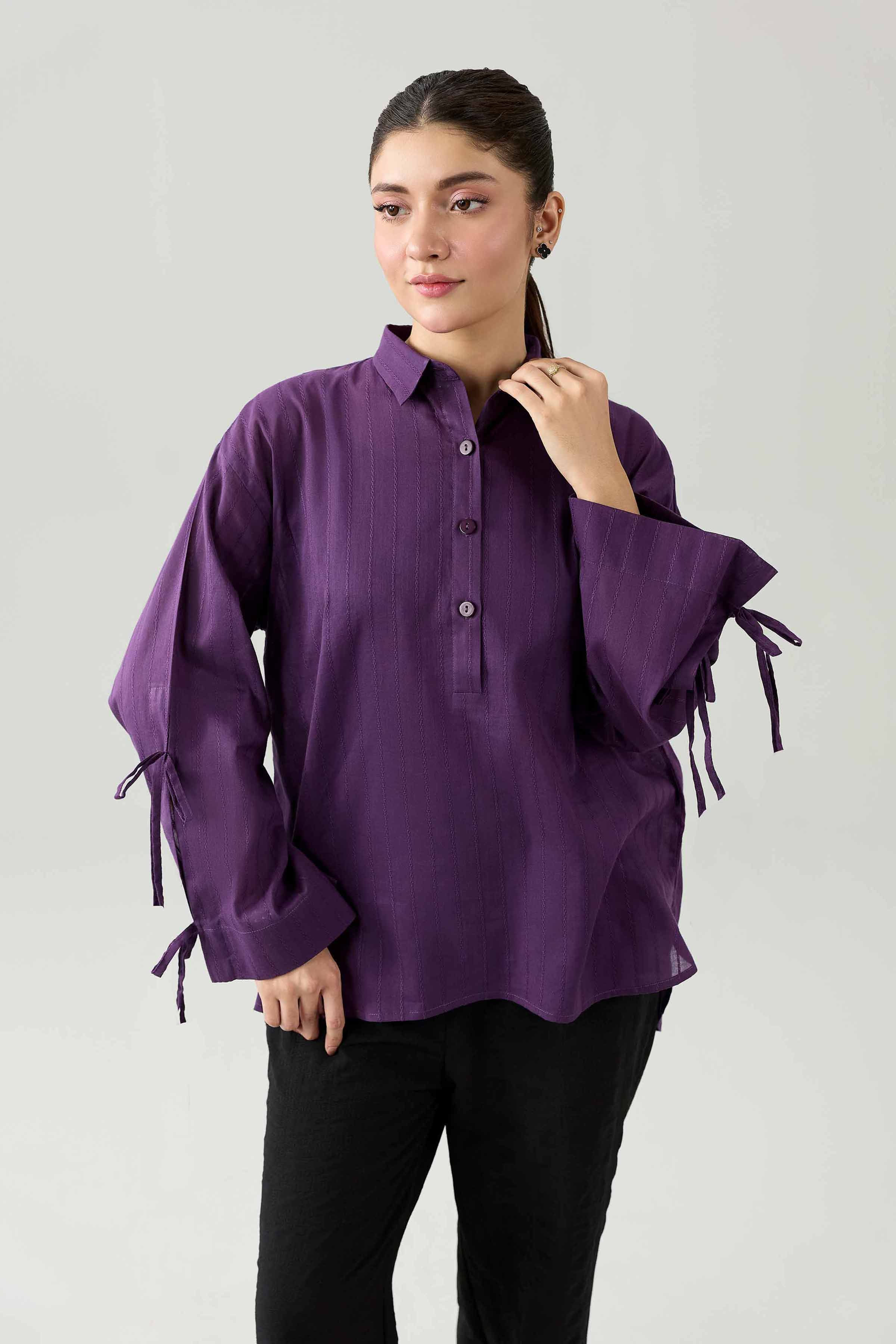 Nishat UK - Purple Solids Leno Kara 1 Piece ready to wear Tunic