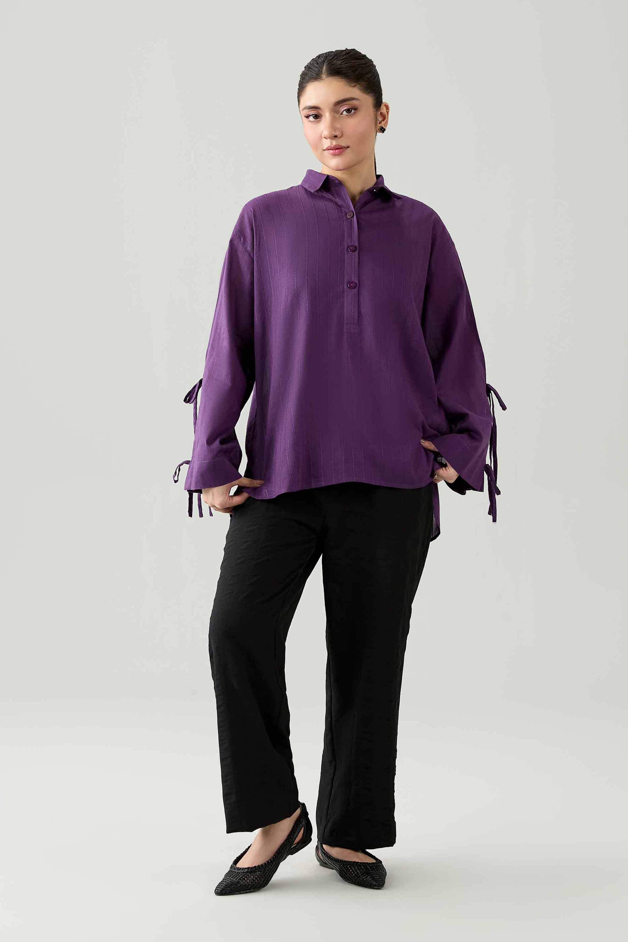 Nishat UK - Purple Solids Leno Kara 1 Piece ready to wear Tunic
