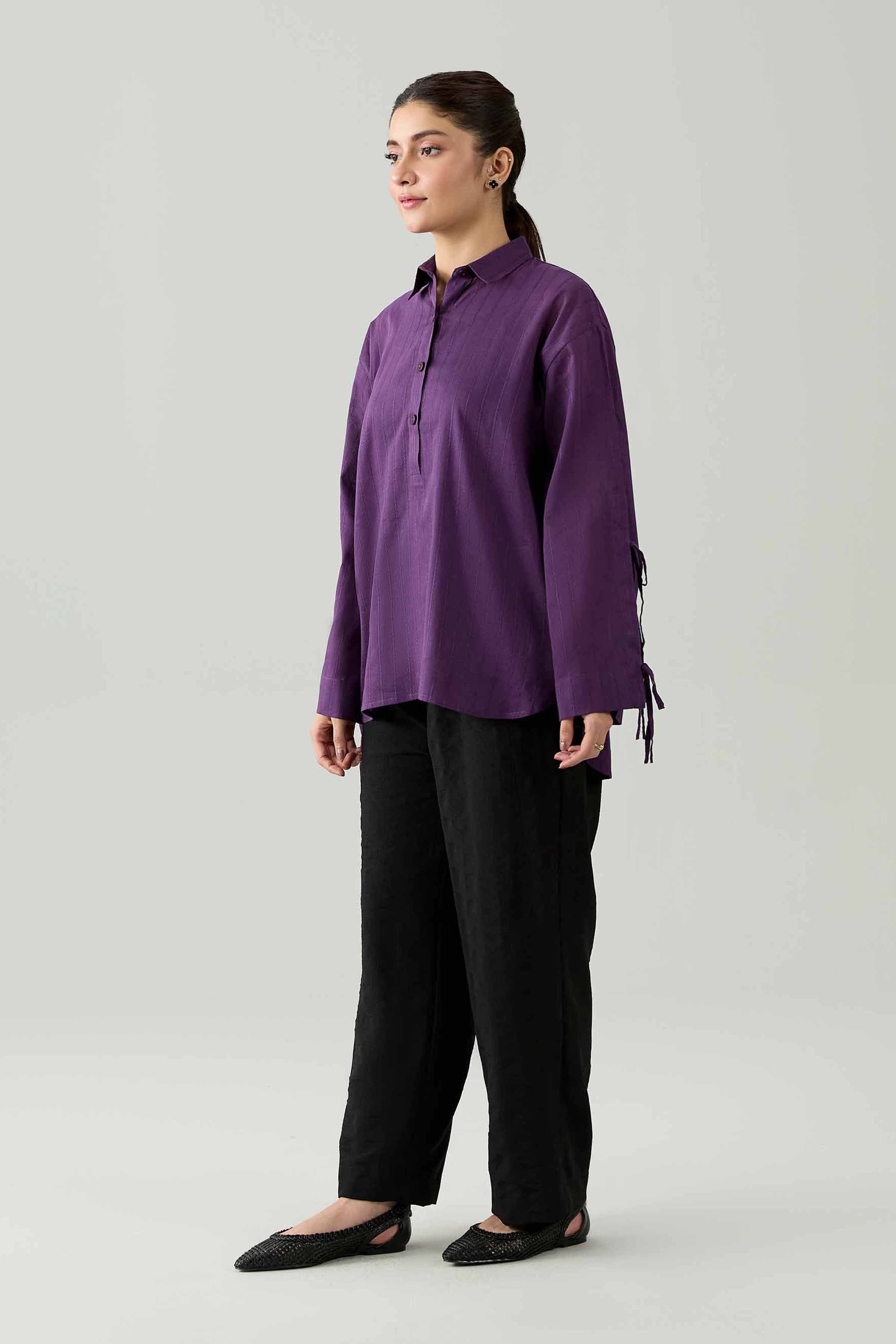 Nishat UK - Purple Solids Leno Kara 1 Piece ready to wear Tunic