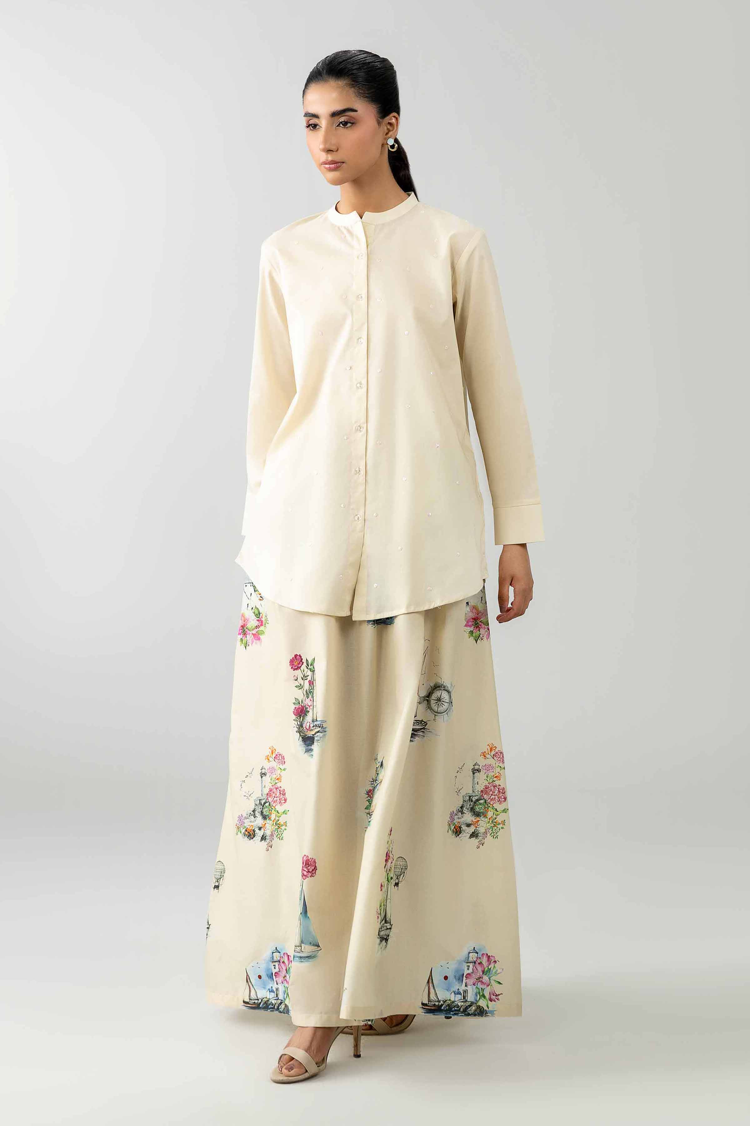 Nishat UK - Off White Printed Cambric 2-piece ready to wear Dress