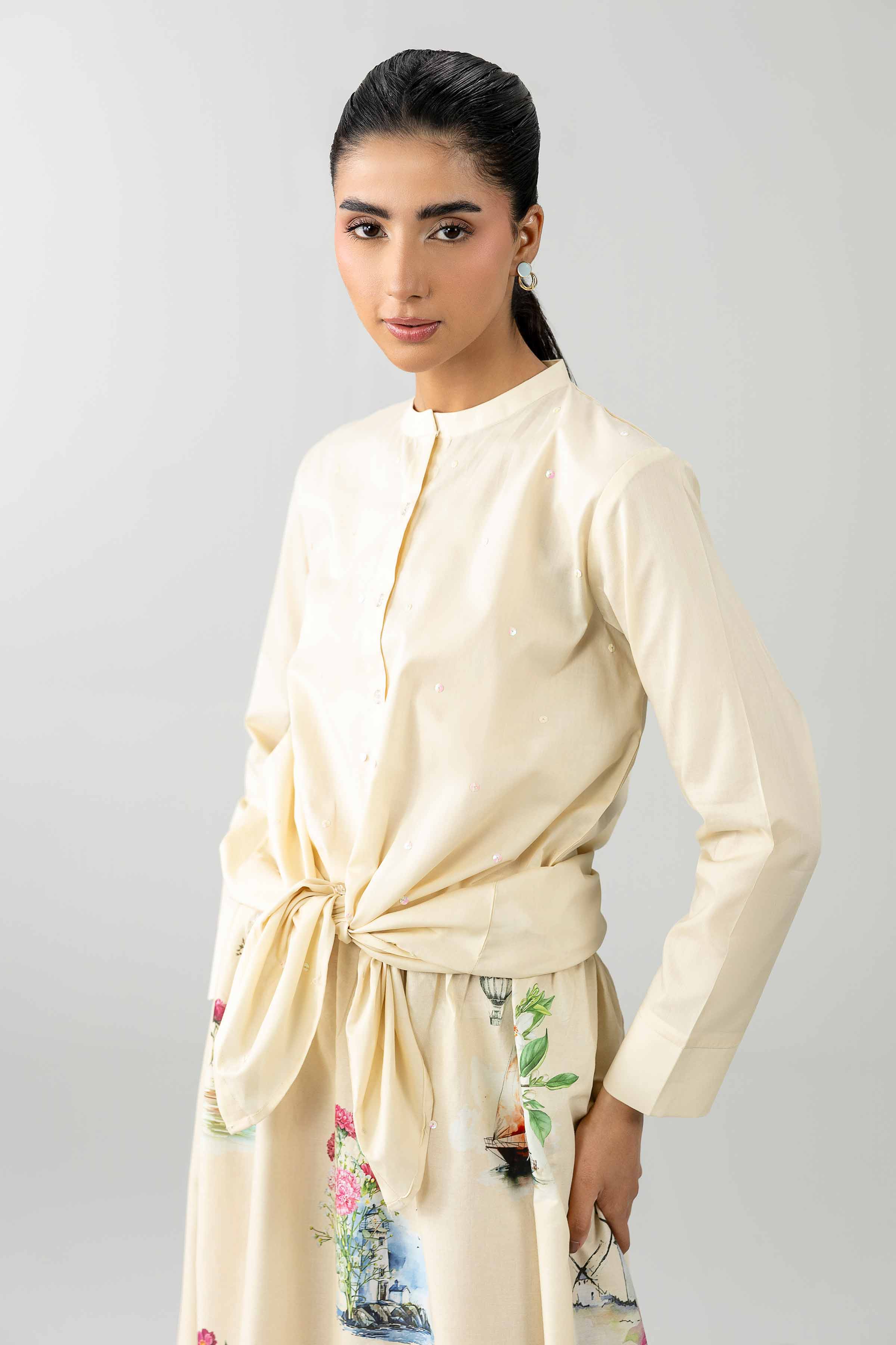 Nishat UK - Off White Printed Cambric 2-piece ready to wear Dress