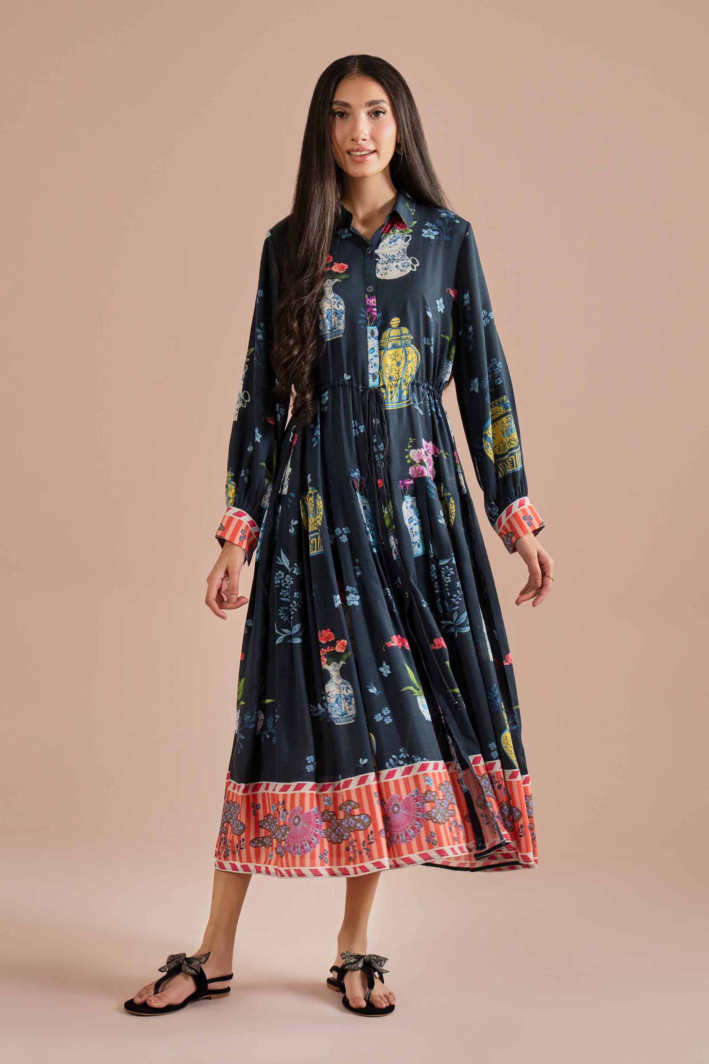 Nishat UK - Multi Printed Dobby 1-piece ready to wear dress
