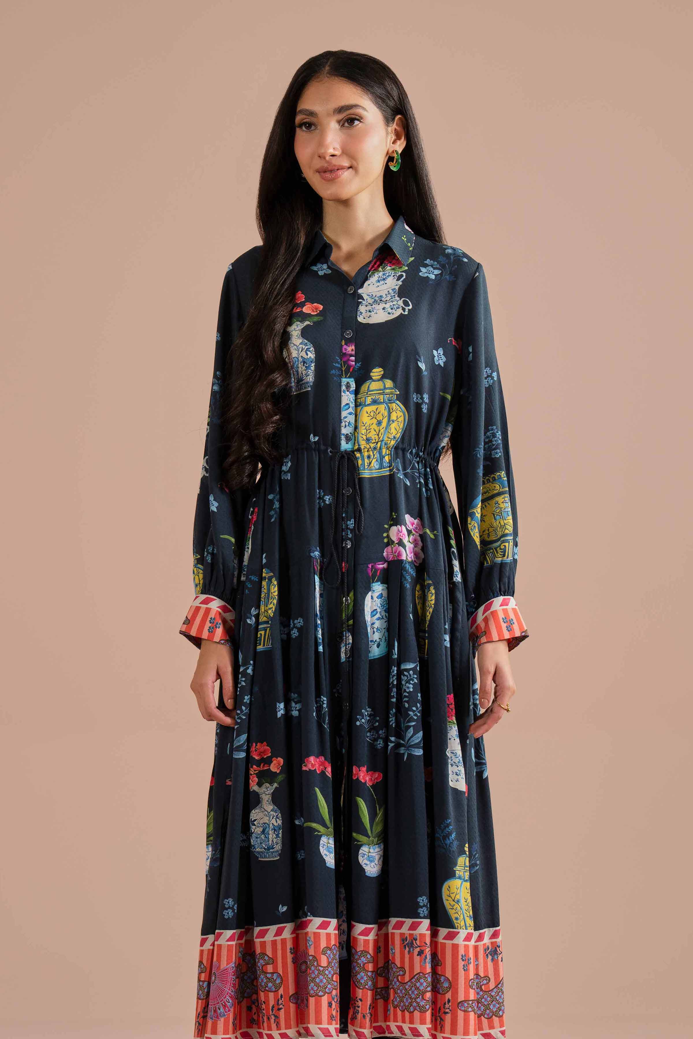 Nishat UK - Multi Printed Dobby 1-piece ready to wear dress