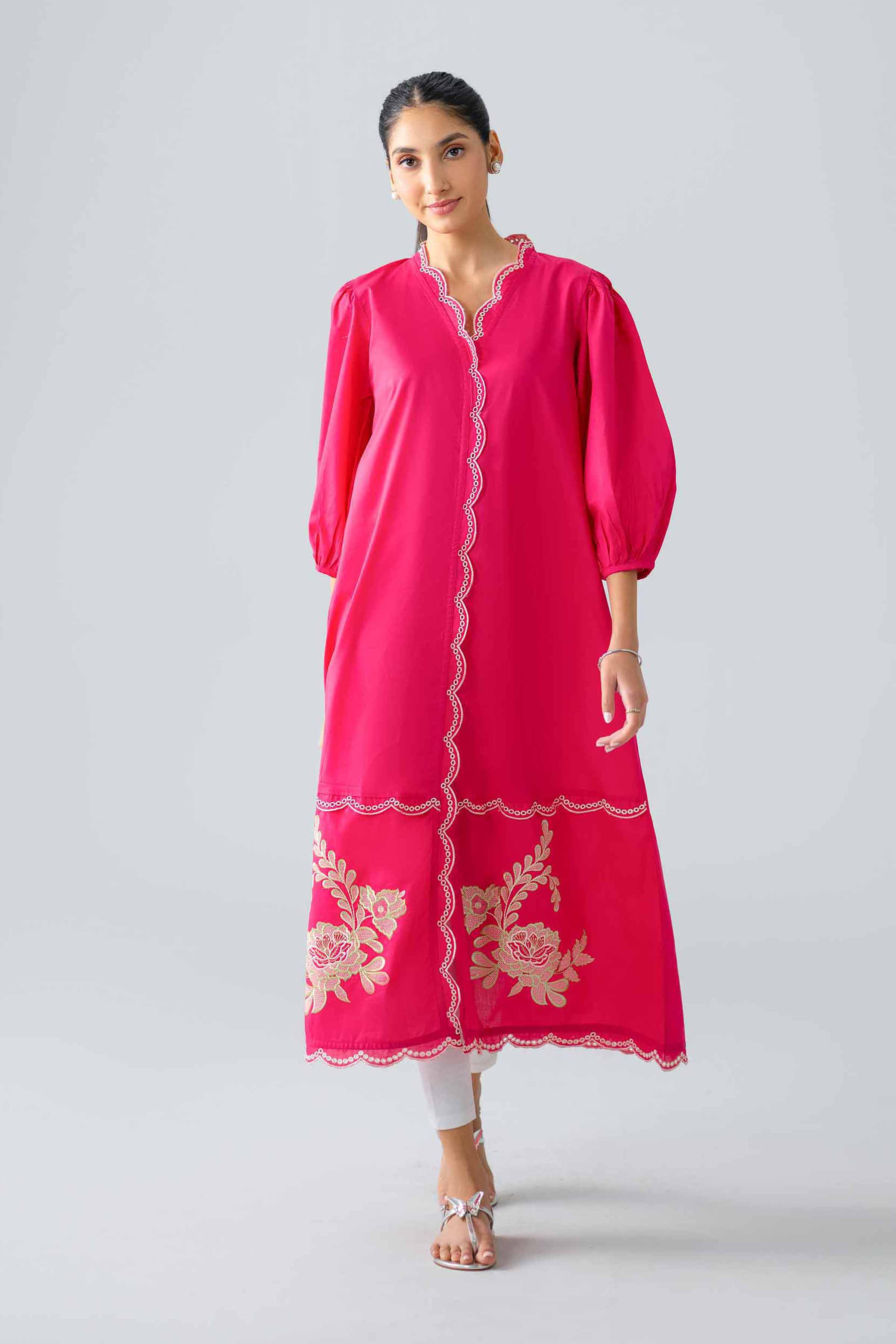 Nishat UK - Pink Embroidered Cambric 1-piece ready to wear dress