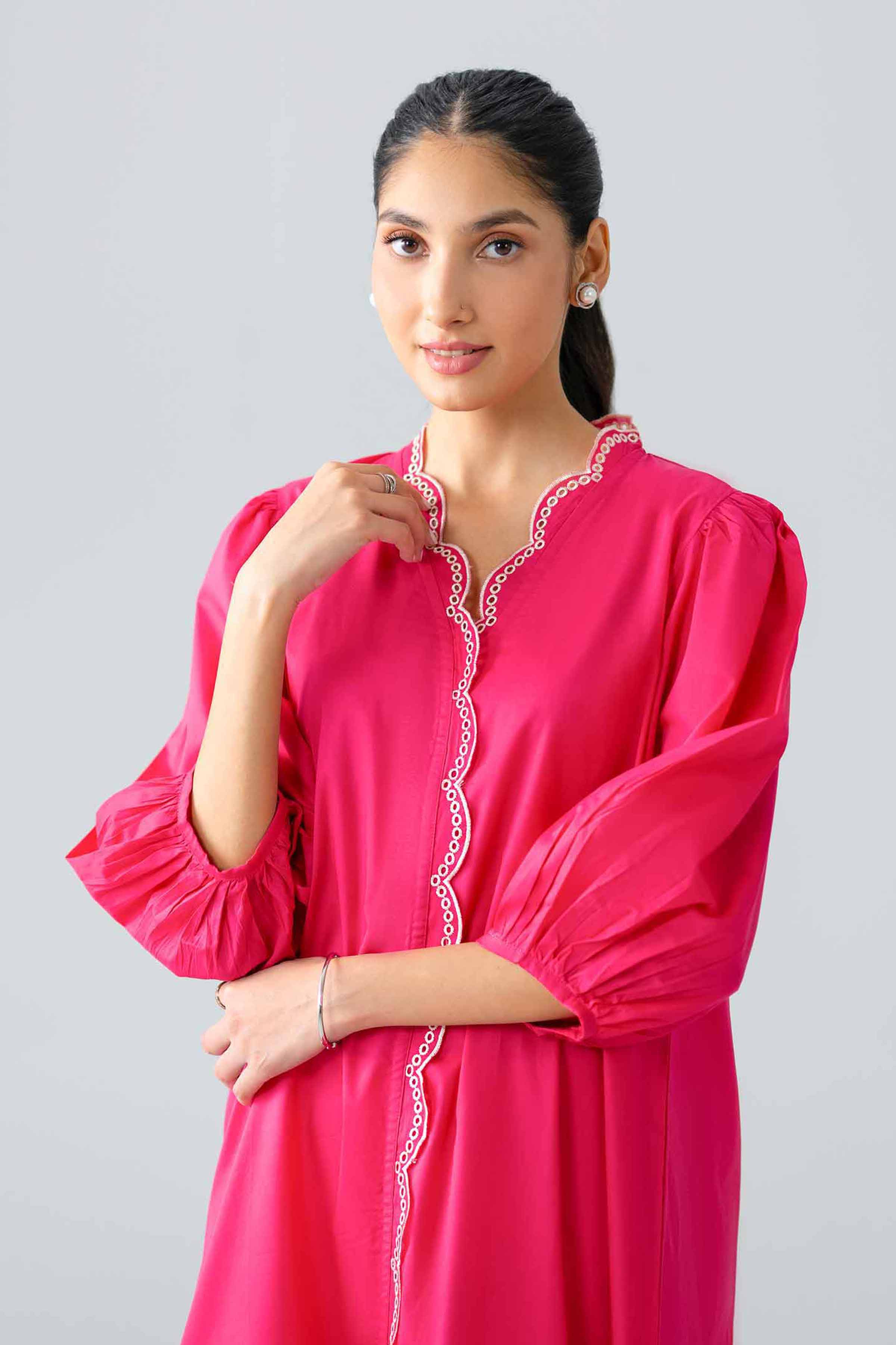 Nishat UK - Pink Embroidered Cambric 1-piece ready to wear dress