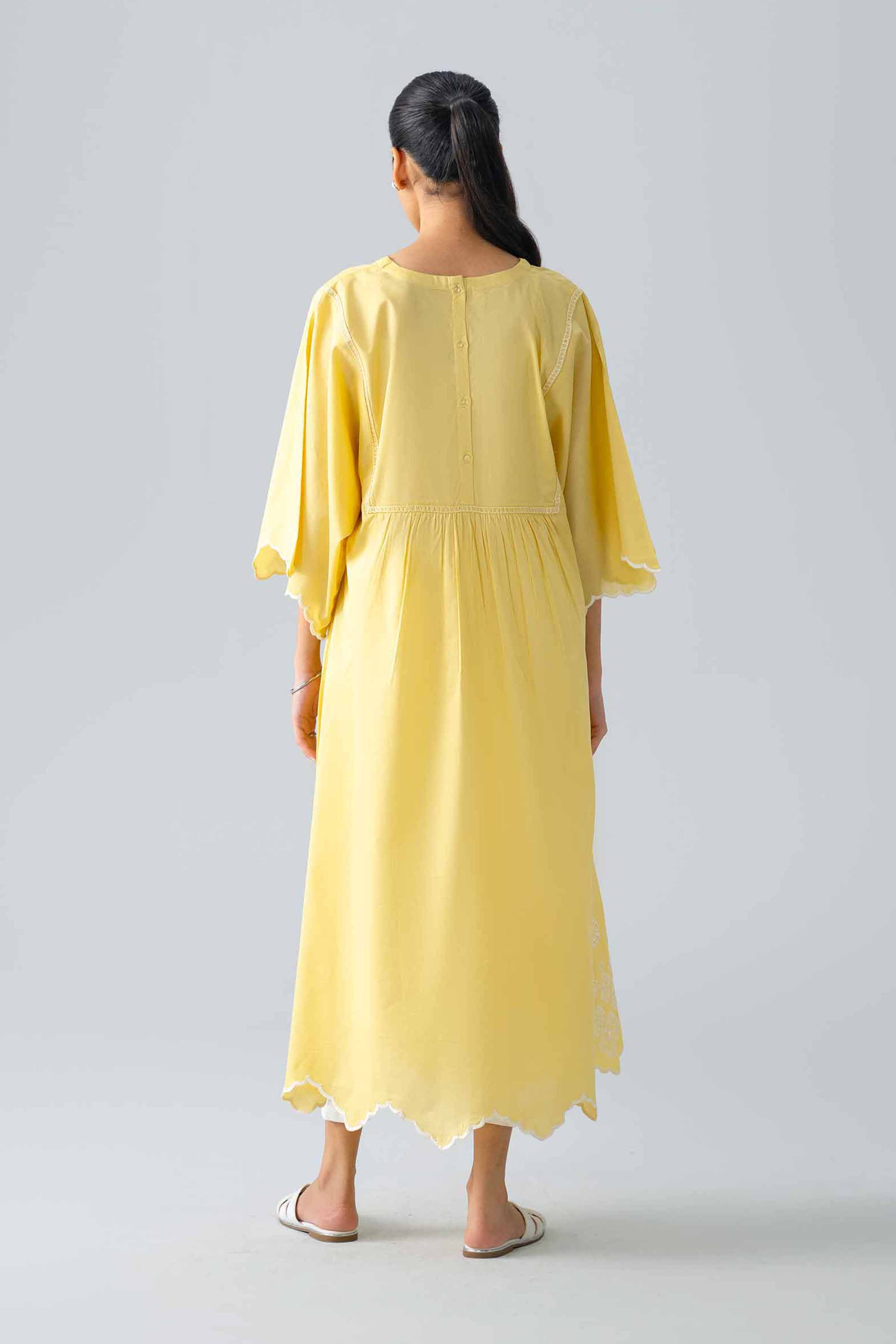 Nishat UK - Yellow Embroidered Cambric 1-piece ready to wear dress