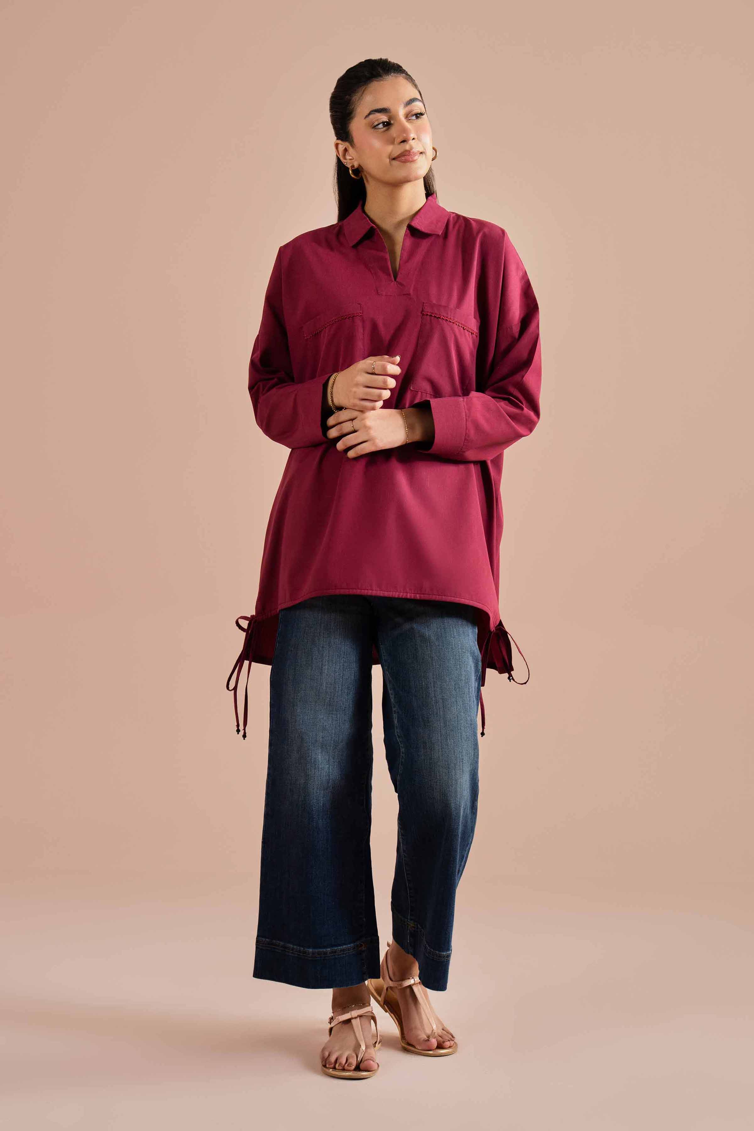 Nishat UK - Purple Solids Cotton 1-piece ready to wear tunic