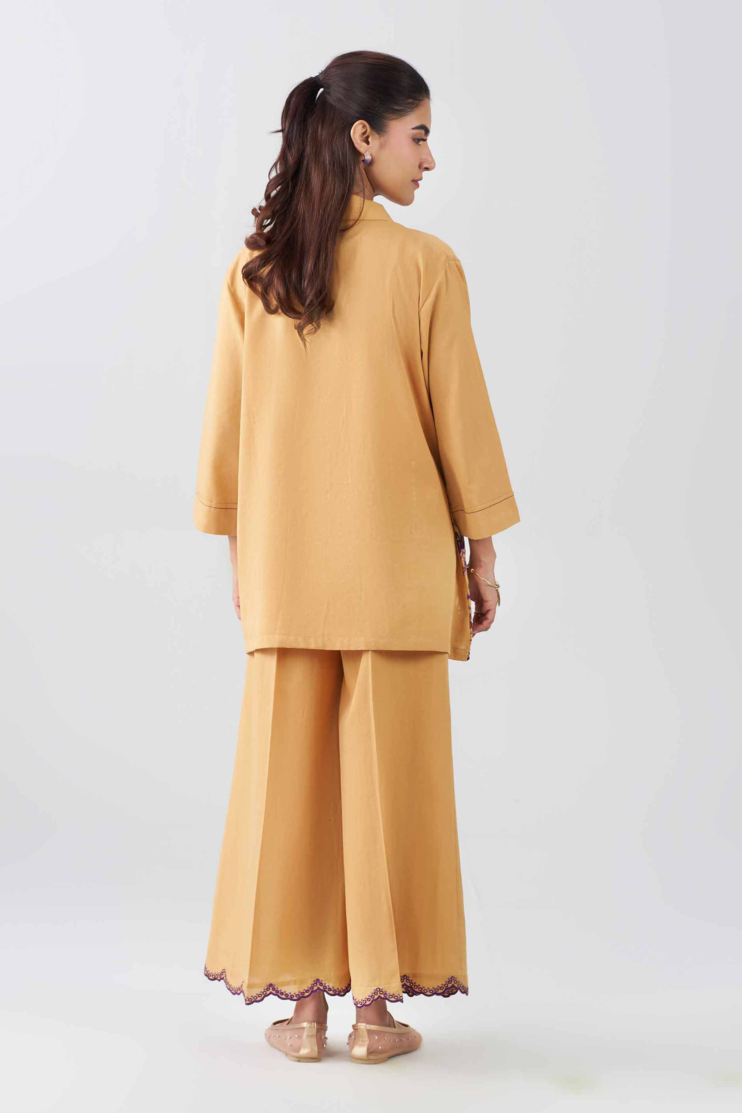 Nishat UK - Yellow Embroidered Textured Tweed 2-piece ready to wear Dress