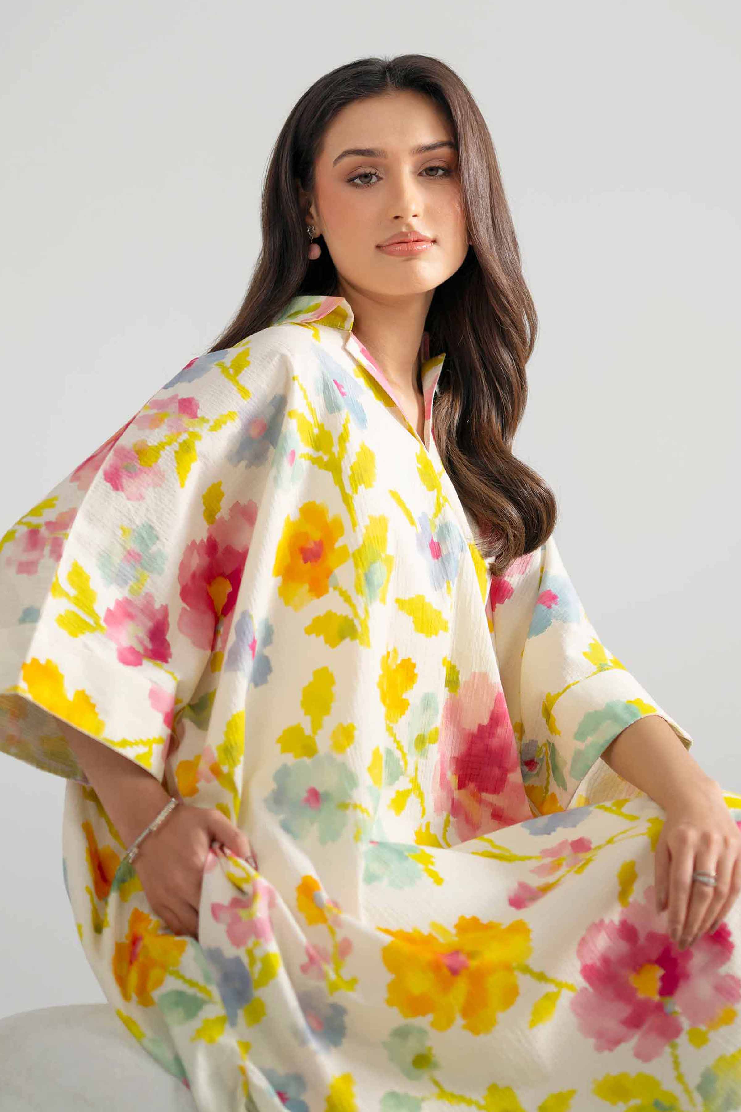Nishat UK - Multi Printed Seer Sucker 1-piece ready to wear dress
