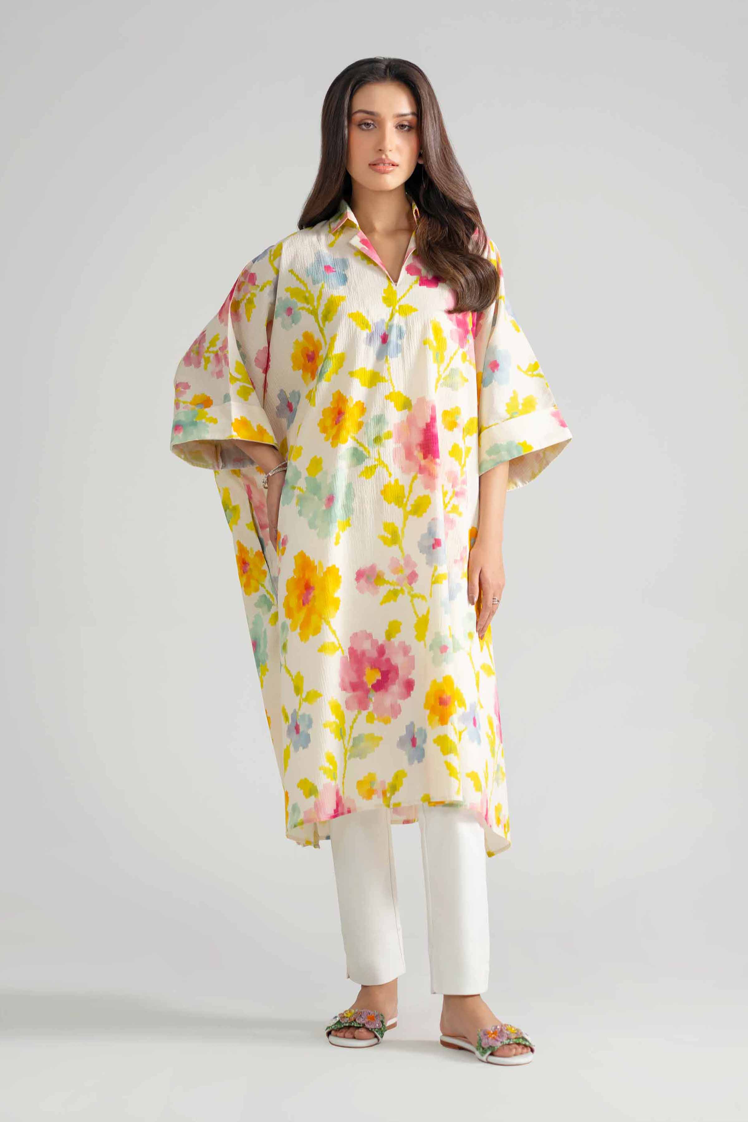 Nishat UK - Multi Printed Seer Sucker 1-piece ready to wear dress