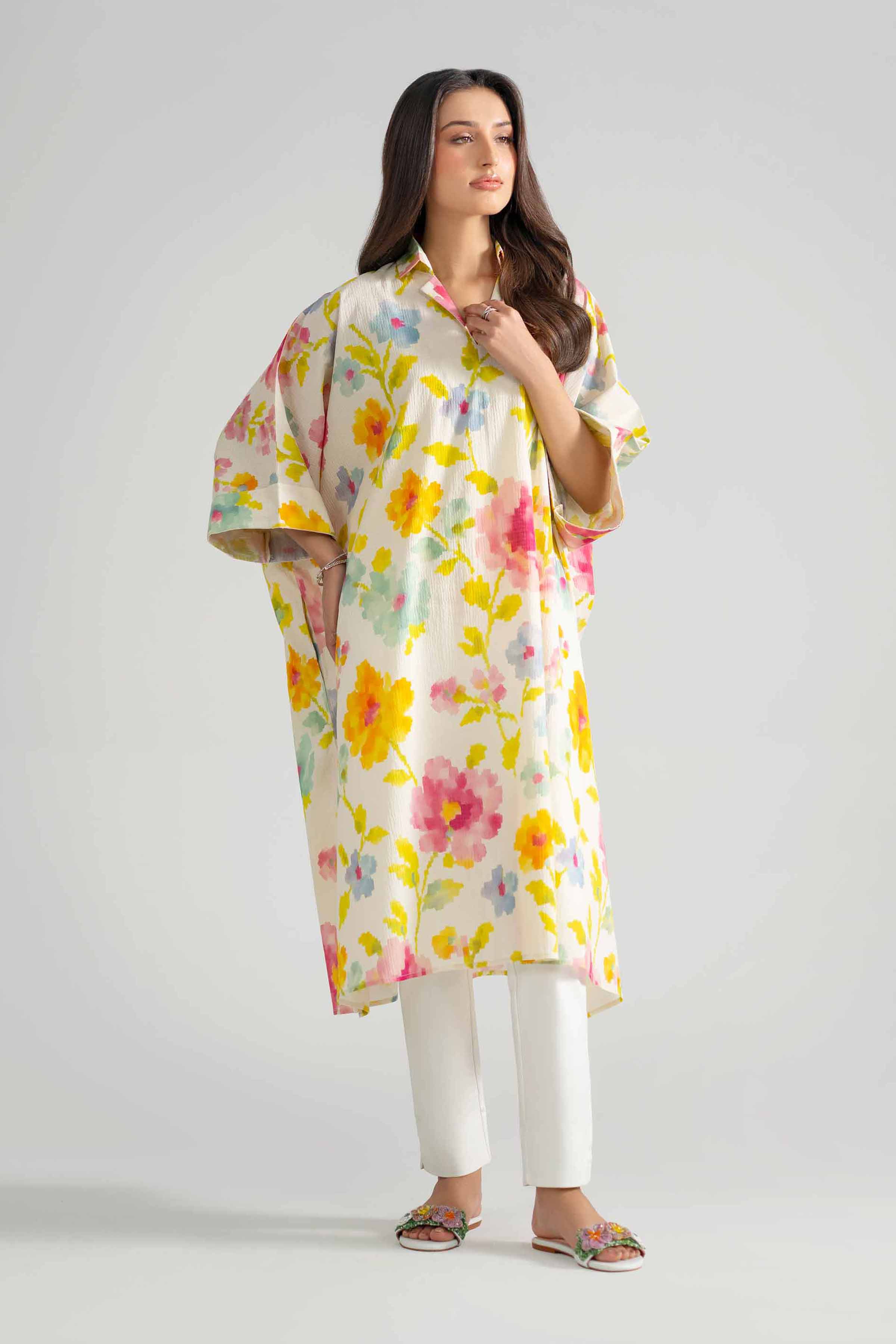 Nishat UK - Multi Printed Seer Sucker 1-piece ready to wear dress