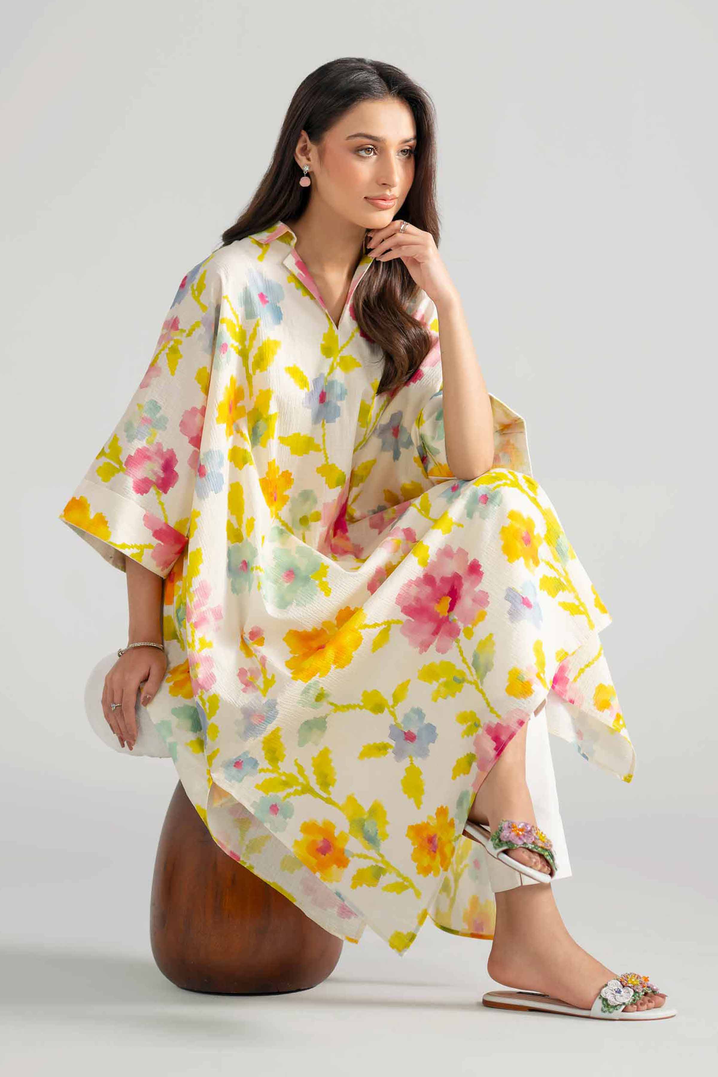Nishat UK - Multi Printed Seer Sucker 1-piece ready to wear dress