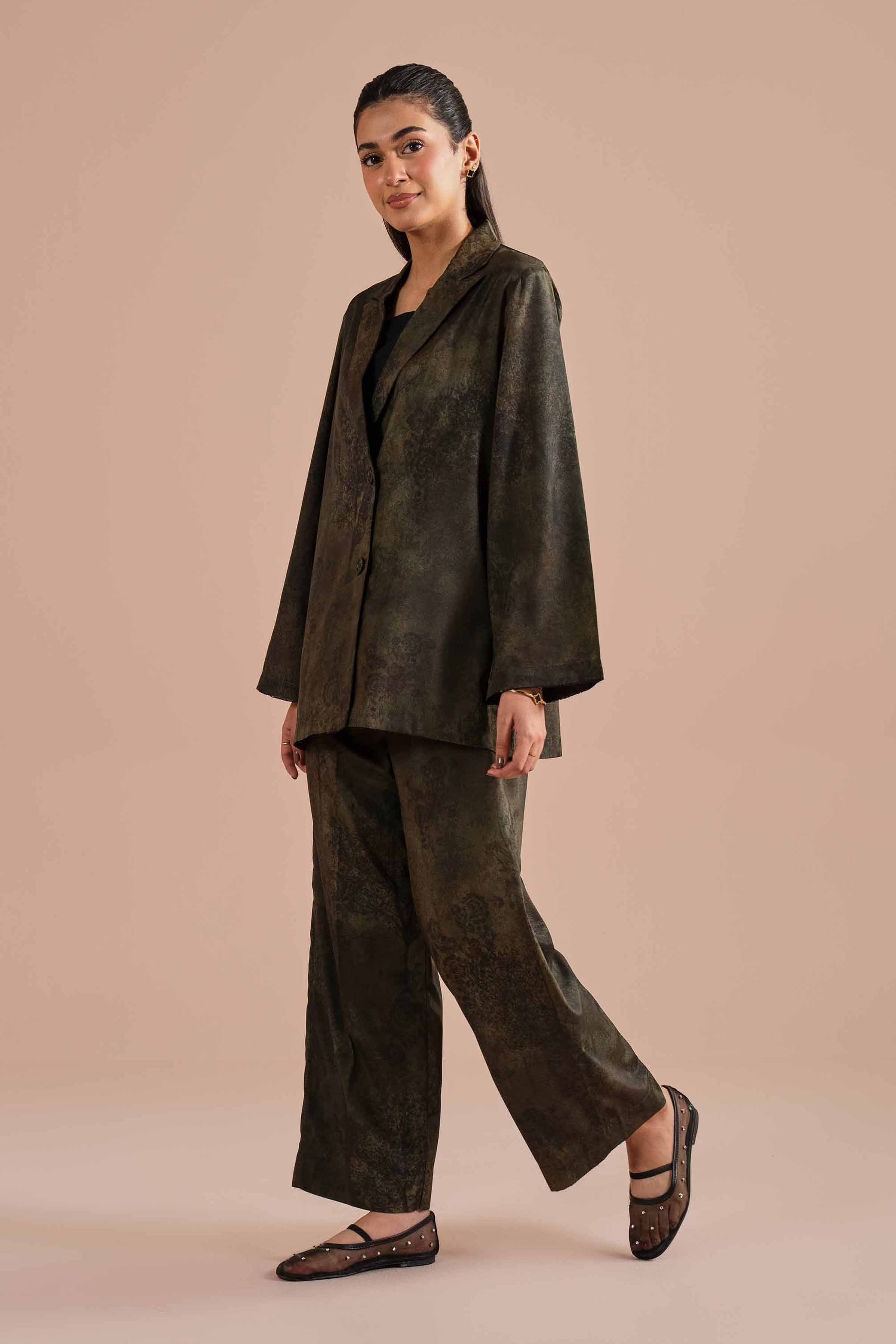 NishatUK - Green Printed Silk 2-piece ready to wear Dress