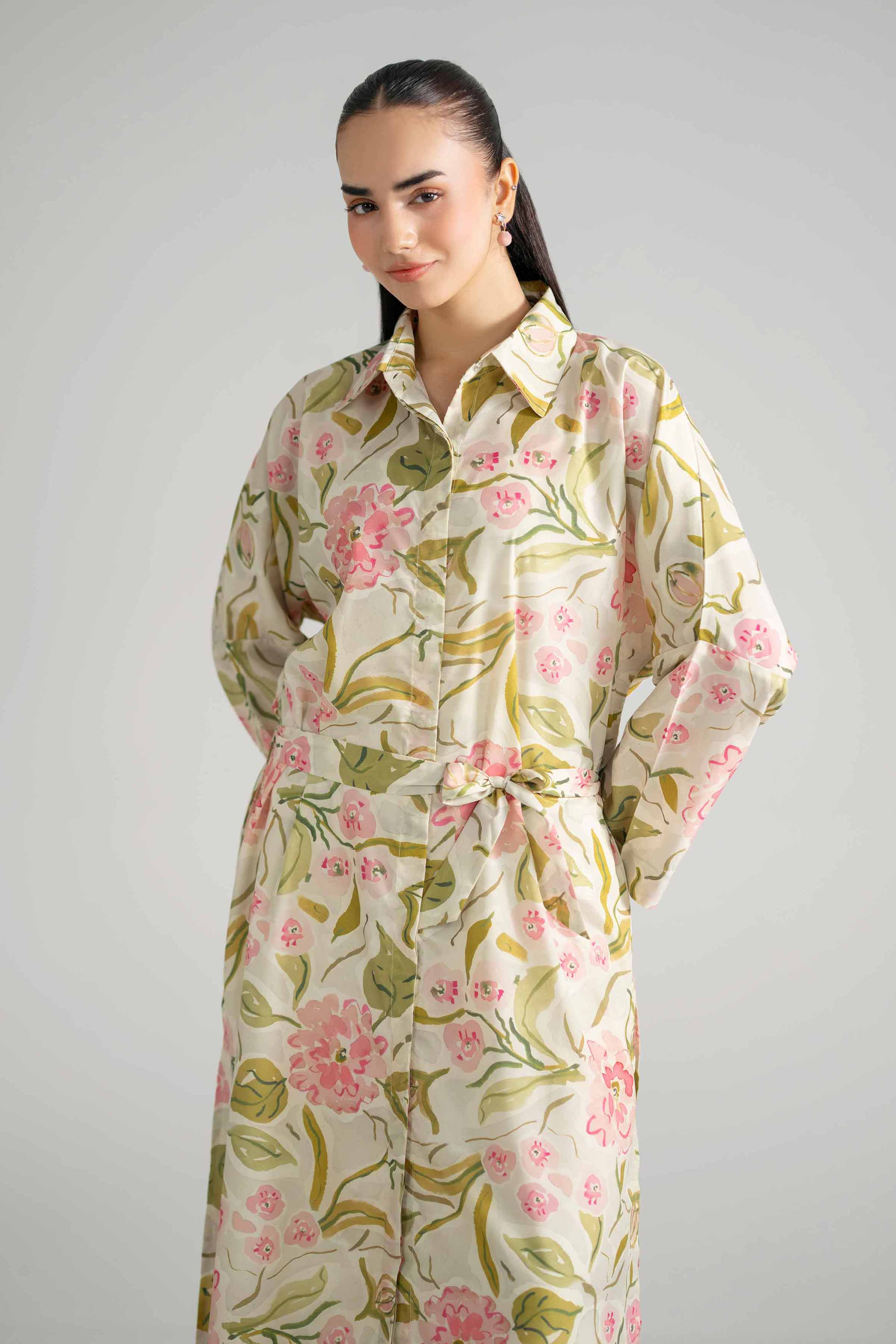 Nishat UK - Green Printed Silk 1-piece ready to wear Shirt