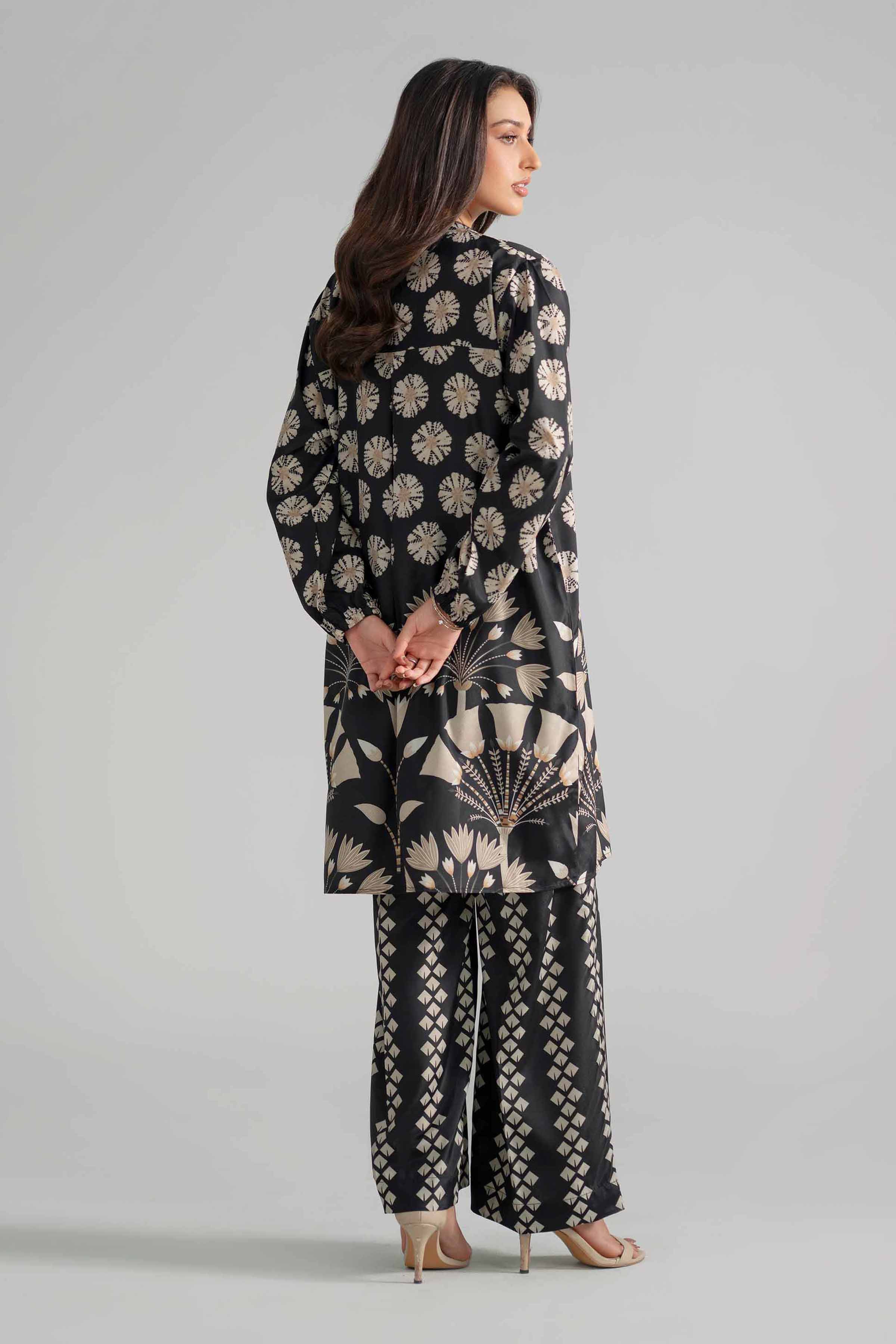Nishat UK - Black Printed Silk 2-piece ready to wear Dress