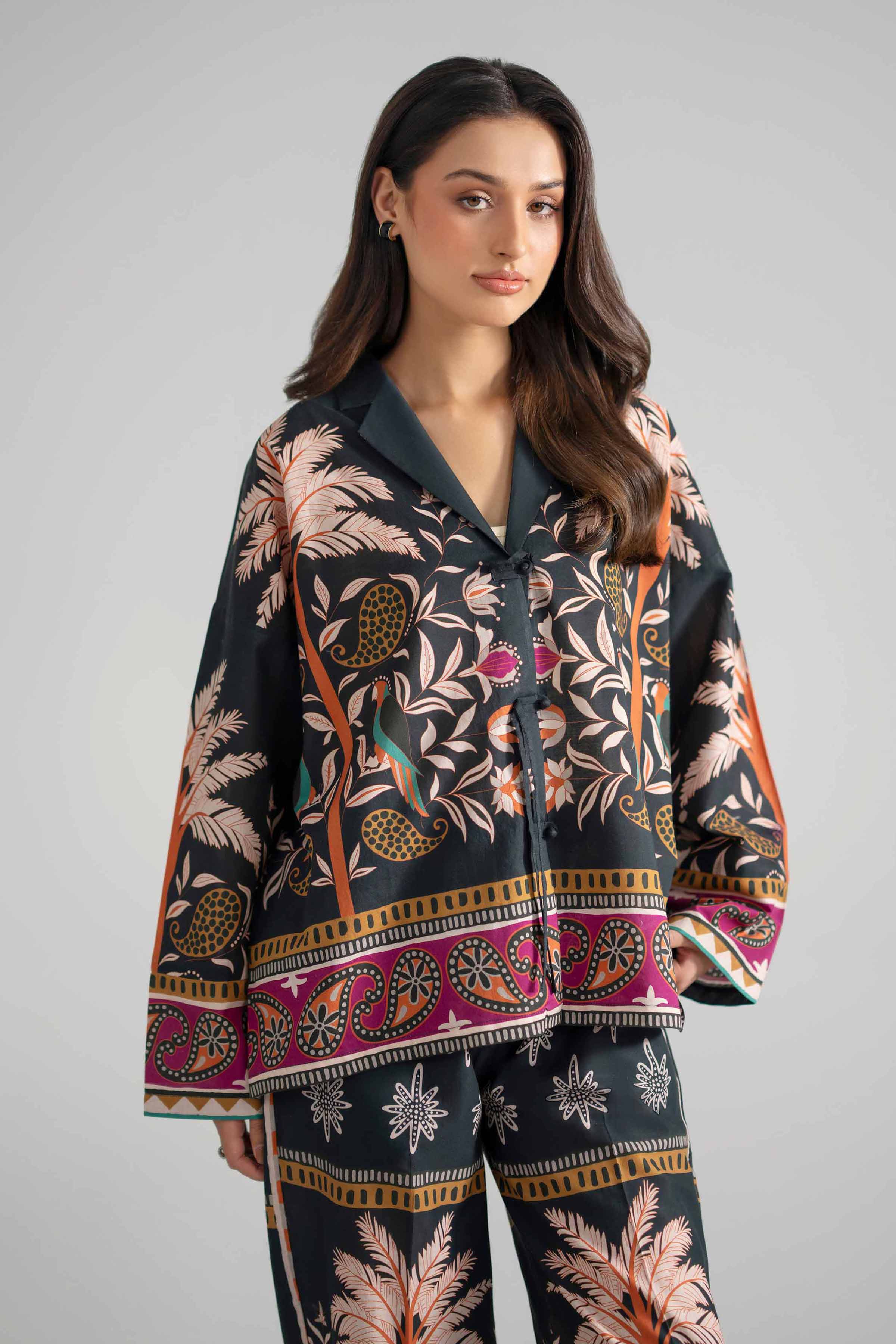 Nishat UK - Black Printed Cambric 2-piece ready to wear Dress