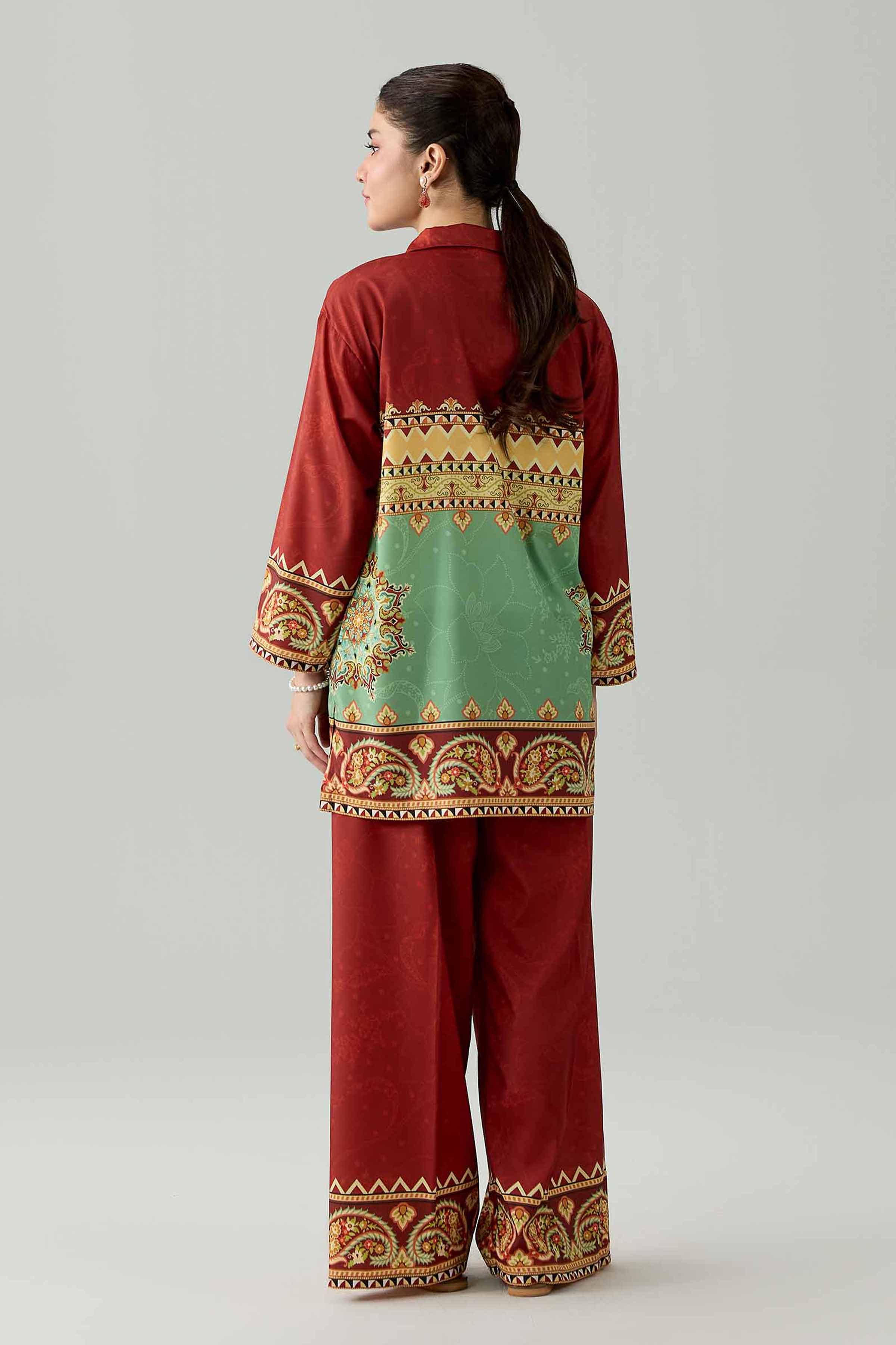 Nishat UK - Red Printed Silk 2 Pieces ready to wear western dress