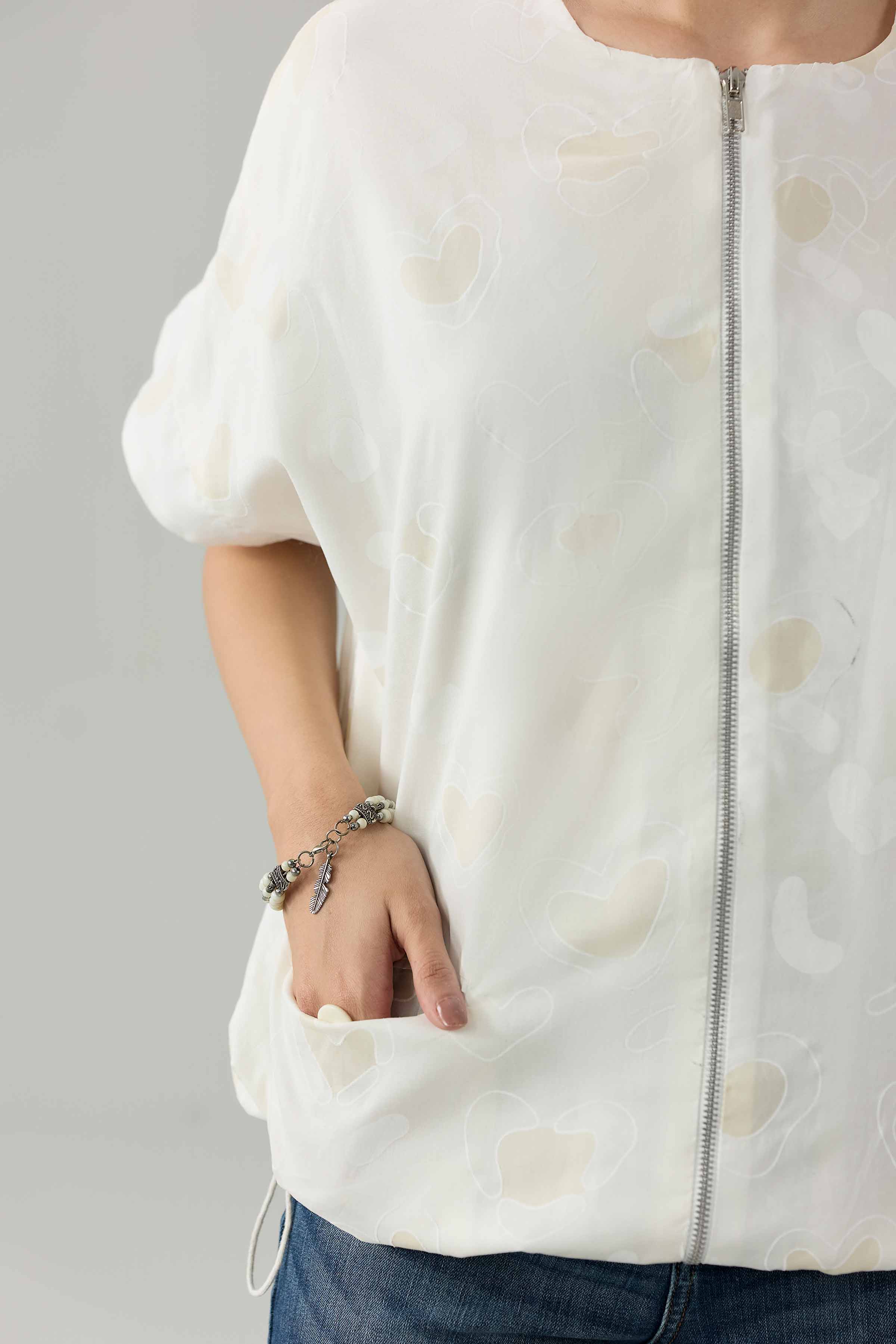 Nishat UK - White Printed Cambric 1 Piece ready to wear tunic