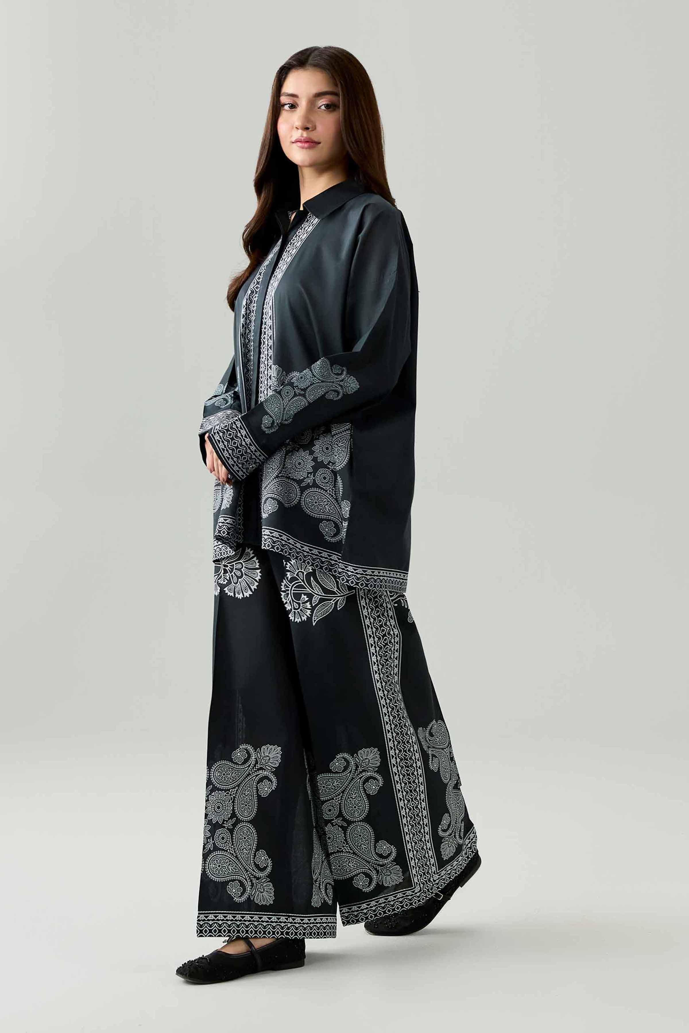 Nishat UK - Black Printed Cambric 2 Pieces ready to wear Dress