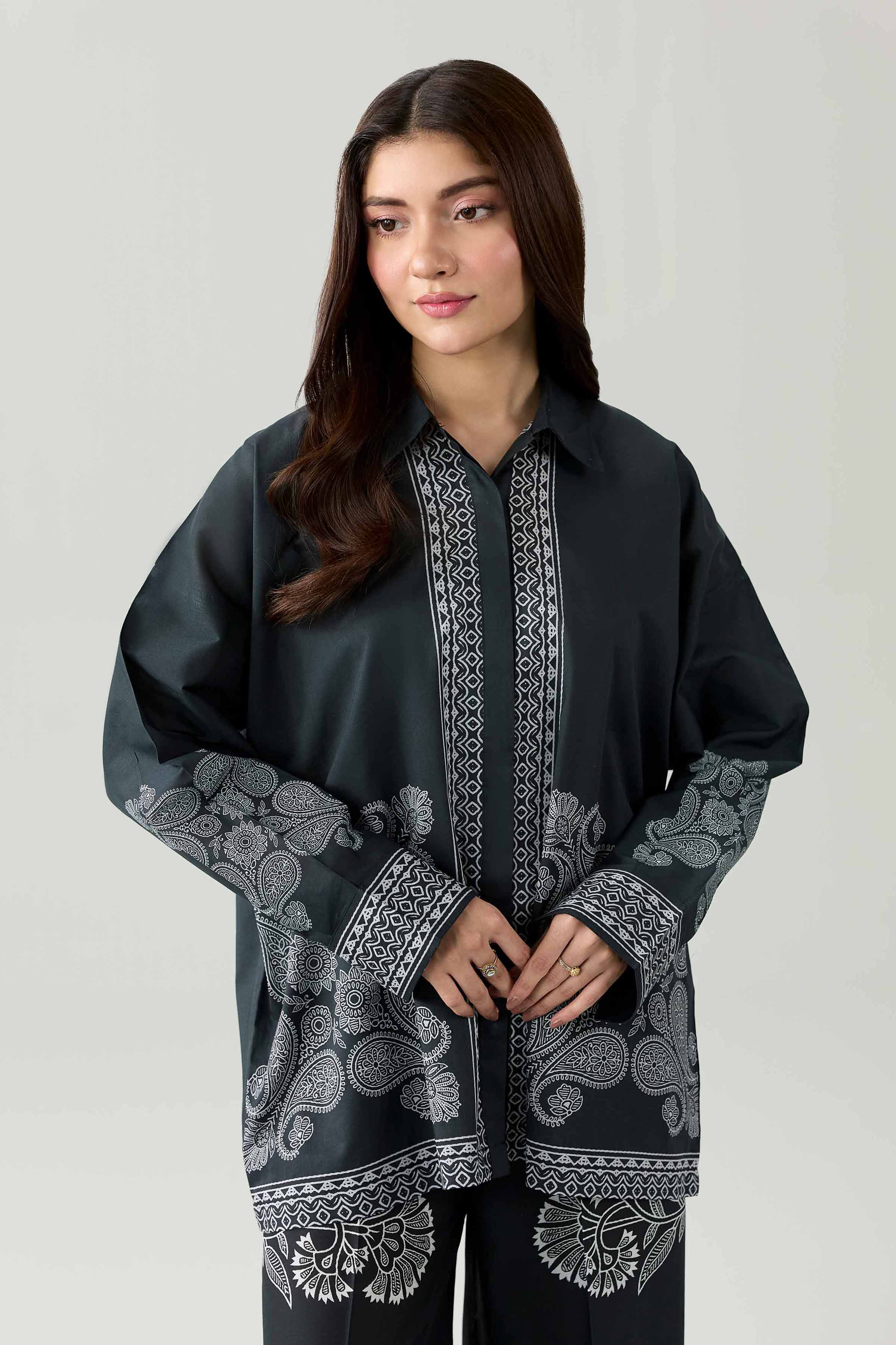 Nishat UK - Black Printed Cambric 2 Pieces ready to wear Dress