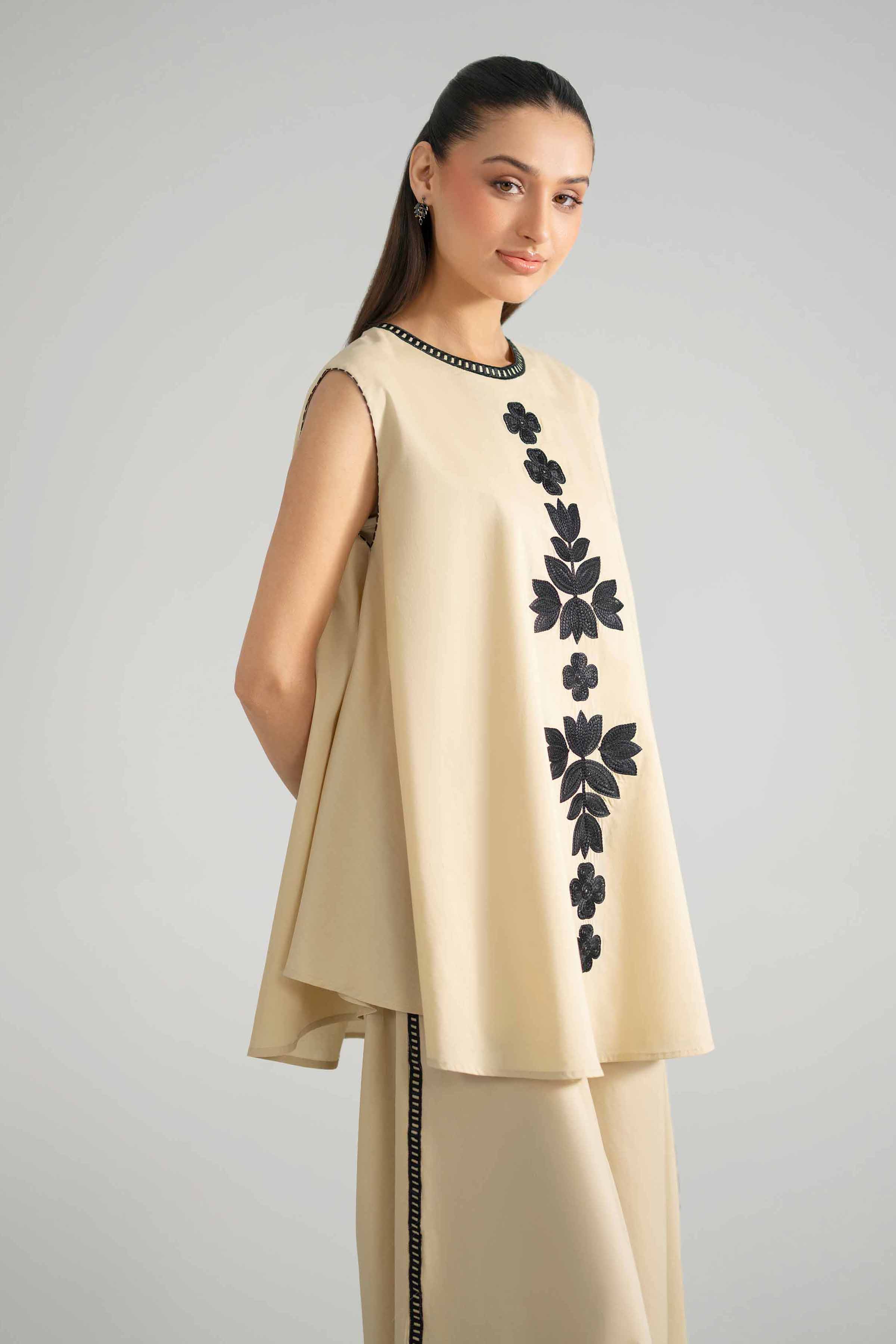Nishat UK - Beige Embroidered Cambric 2-piece ready to wear Dress