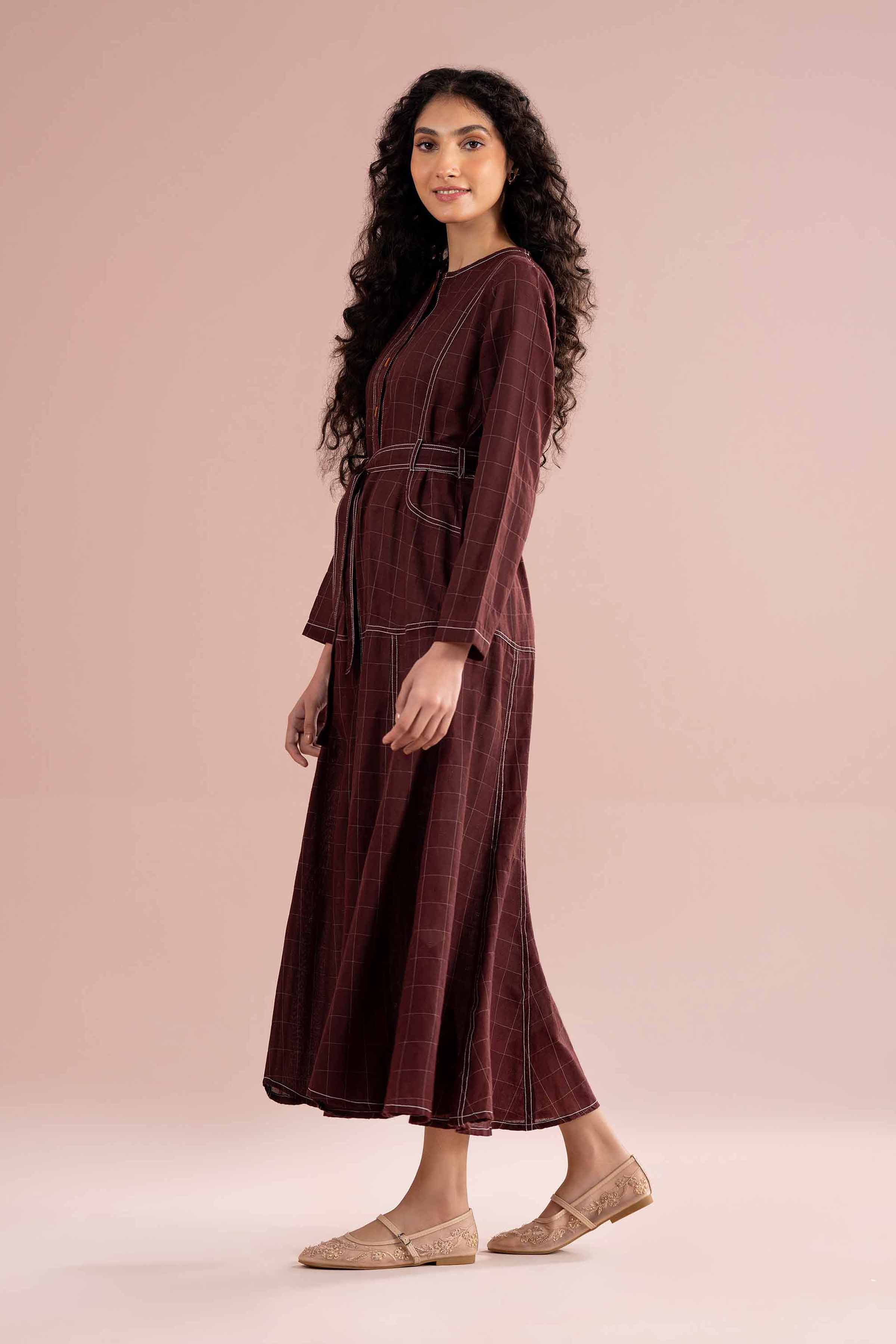 Nishat UK - Red Solids Jacquard 1 Piece Ready To Wear Dress